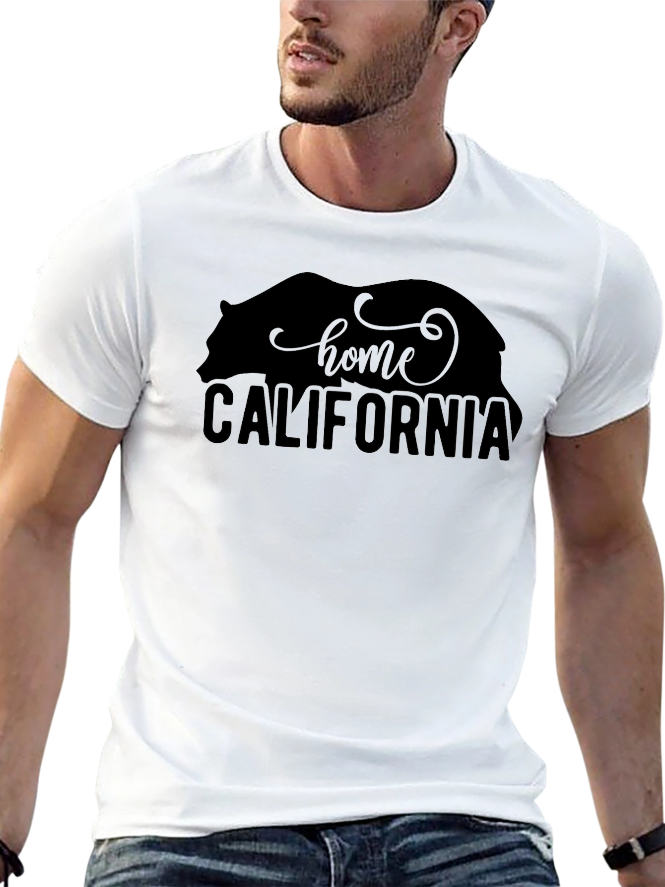 California Home Bear Graphic T-Shirt - Black