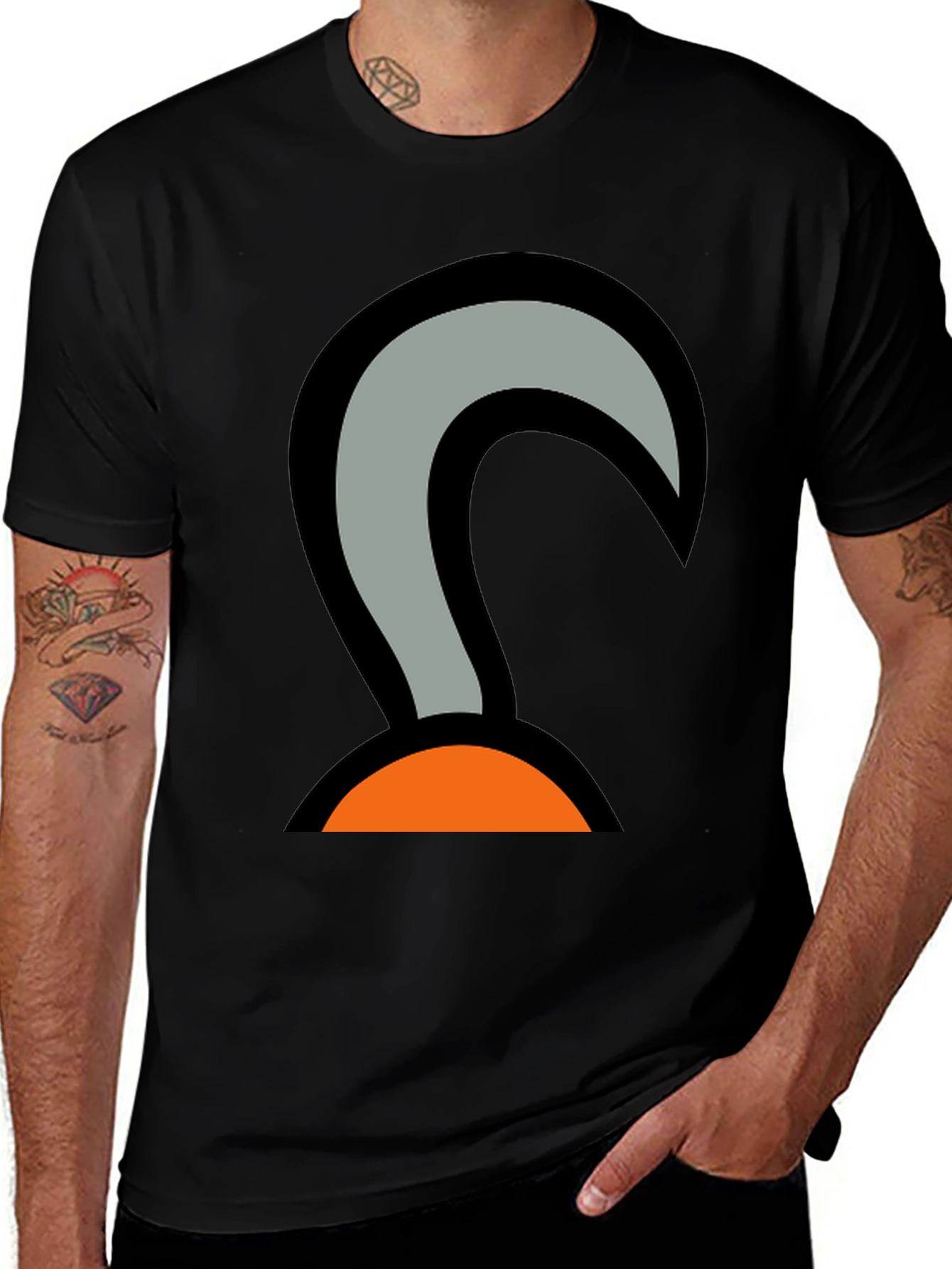 Cartoon Hook Graphic Tee - Black Cotton Blend
