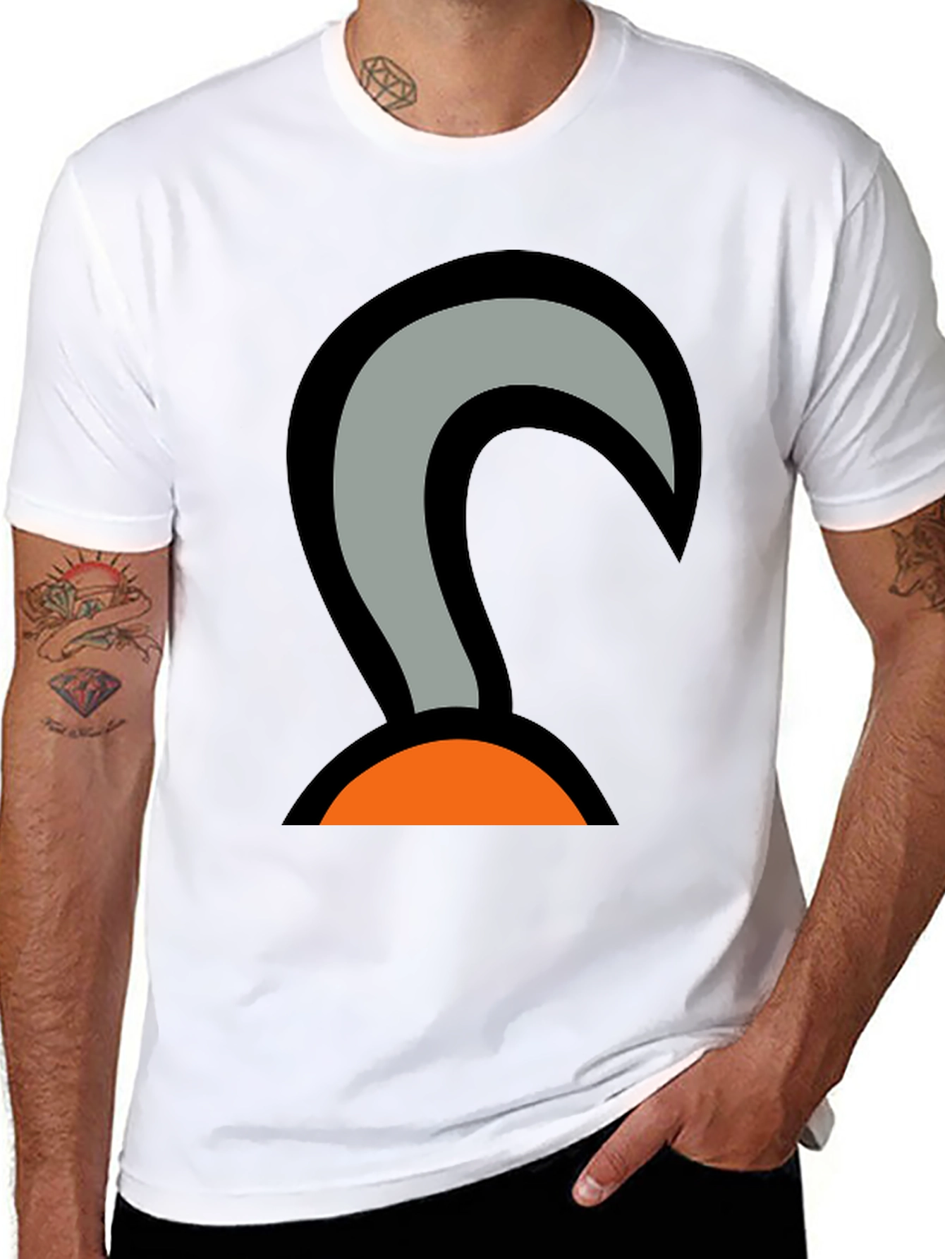 Cartoon Hook Graphic Tee - Black Cotton Blend