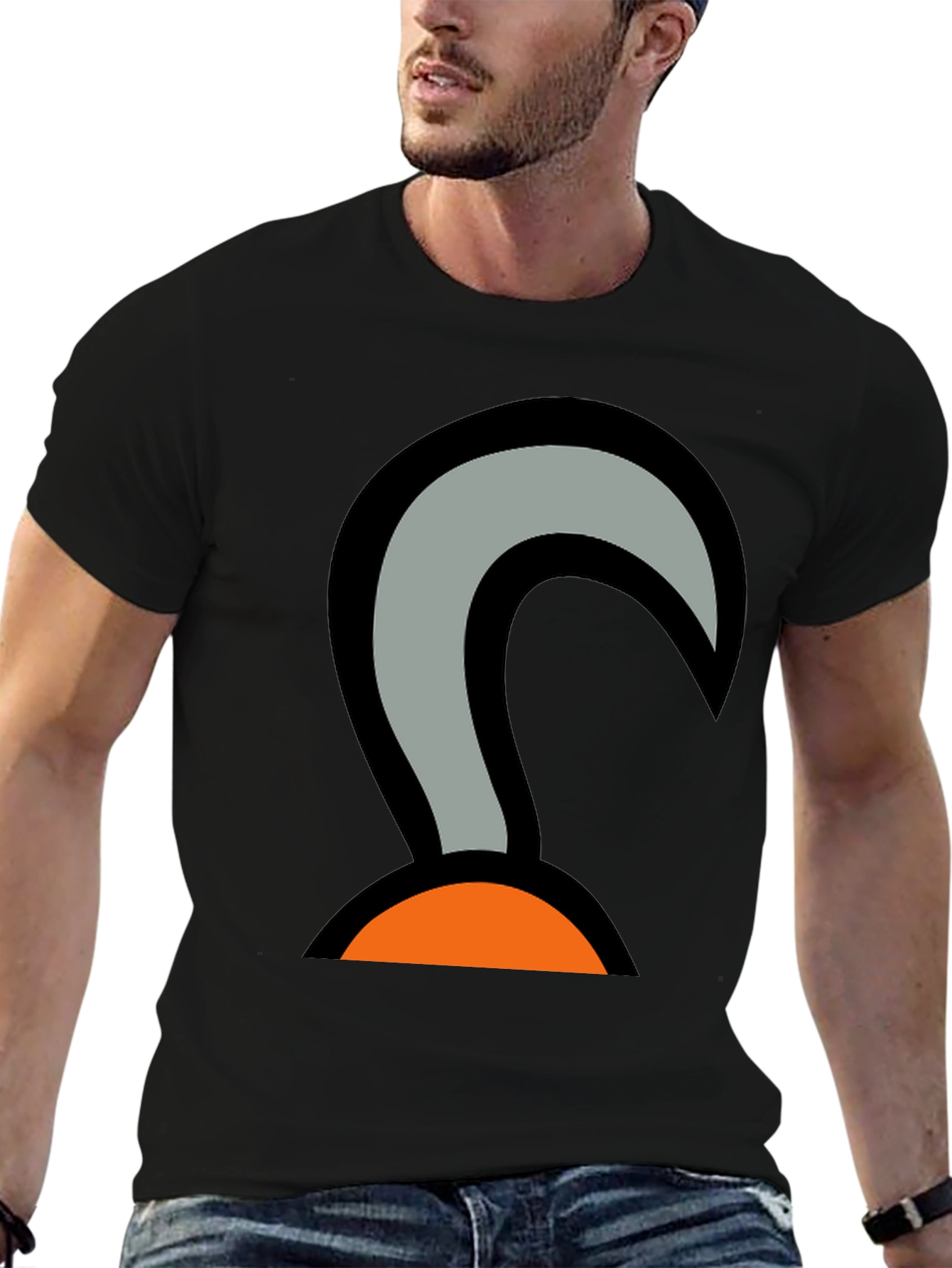 Cartoon Hook Graphic Tee - Black Cotton Blend