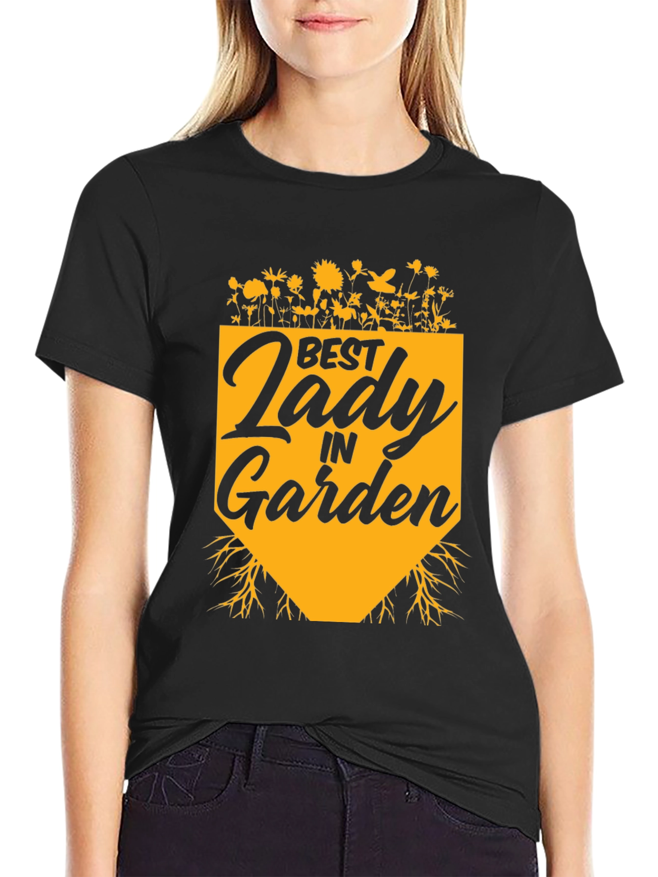 Best Lady in Garden T-Shirt - Black Cotton Tee