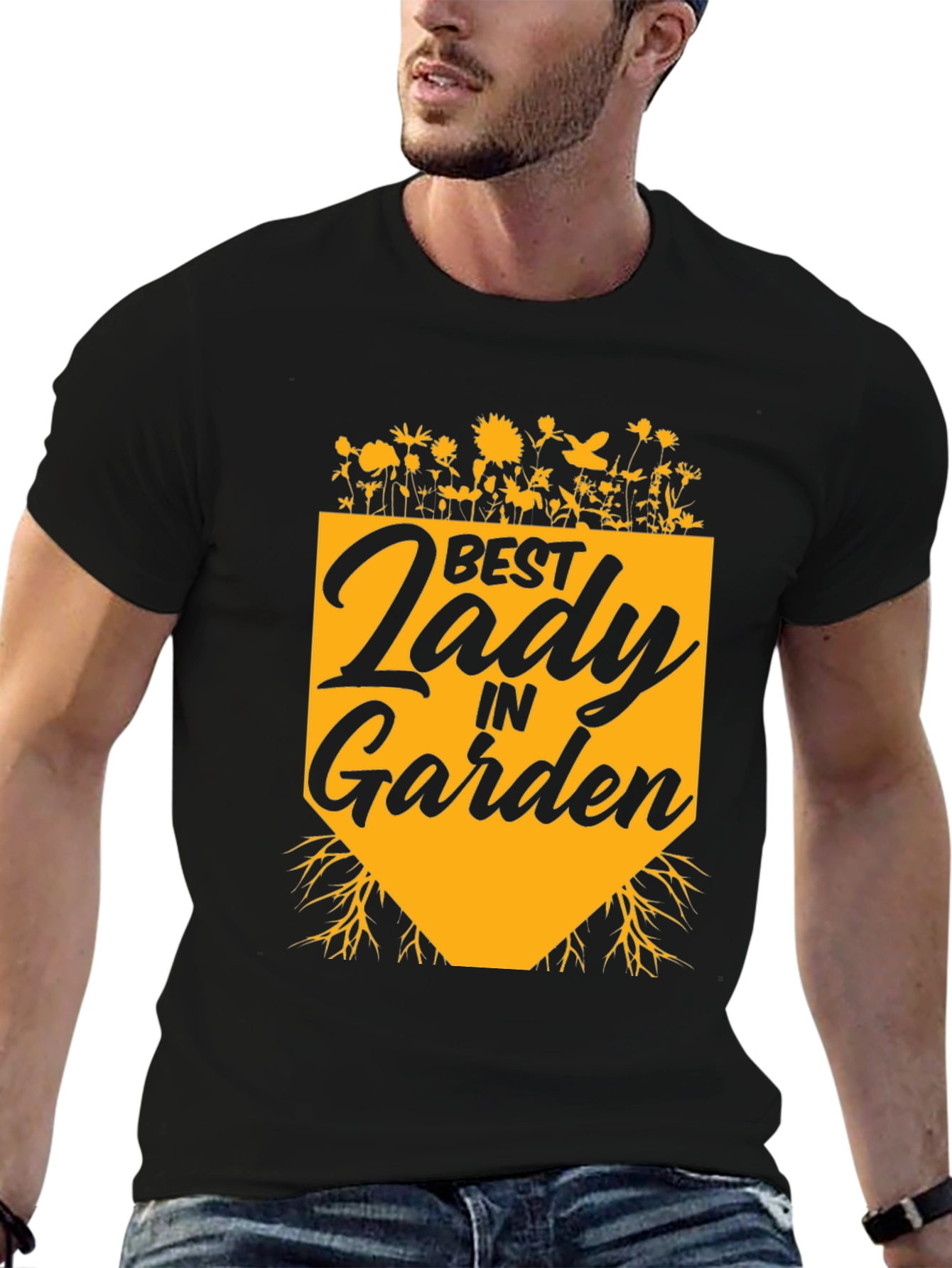 Best Lady in Garden T-Shirt - Black Cotton Tee