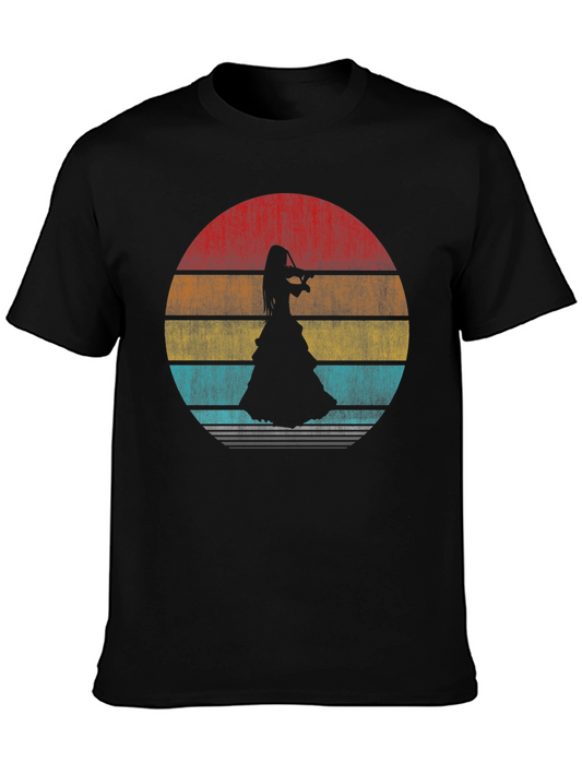 Vintage Sunset Violinist Silhouette Graphic Tee