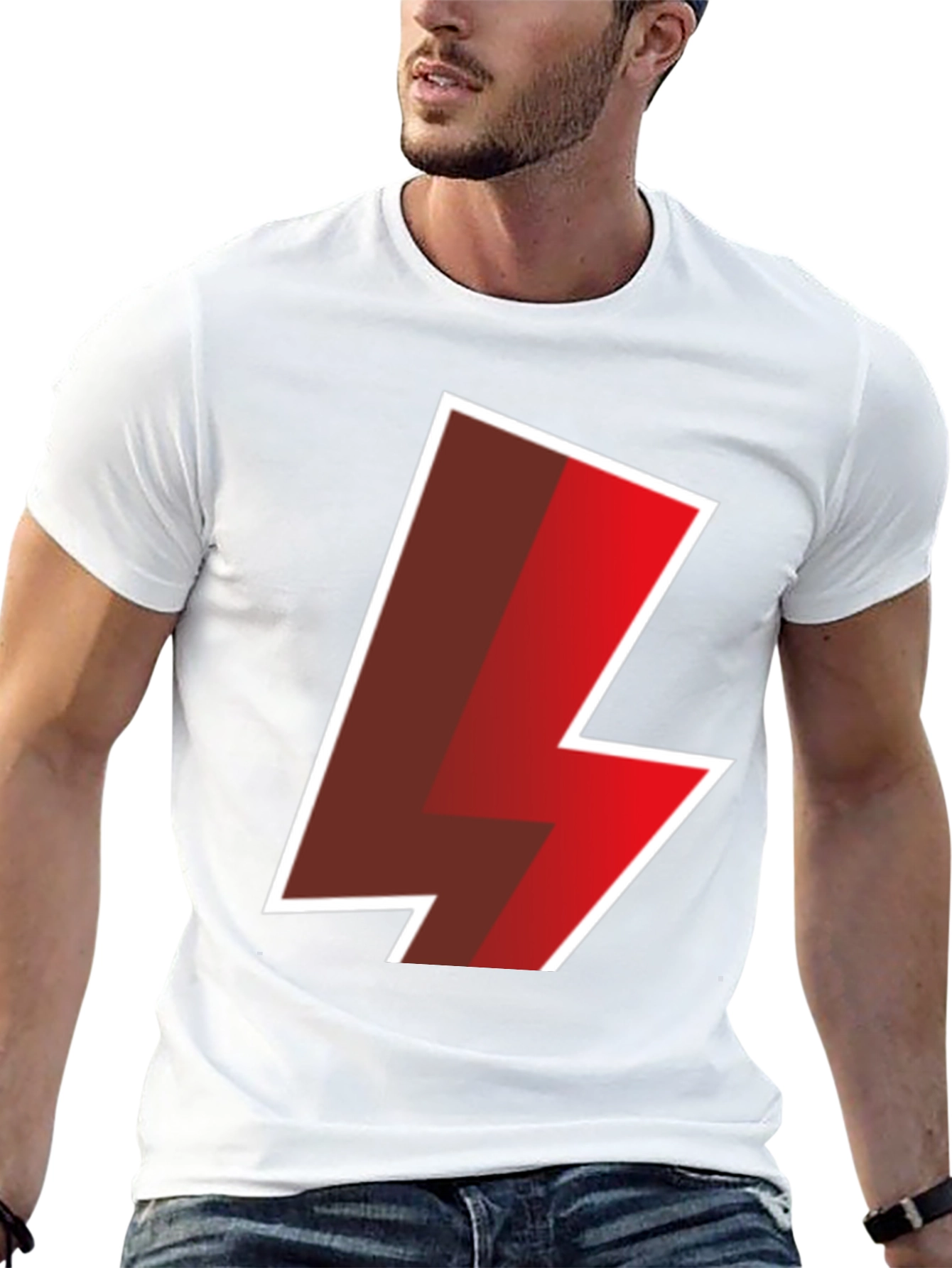 Bold Lightning Bolt Graphic Tee - Black