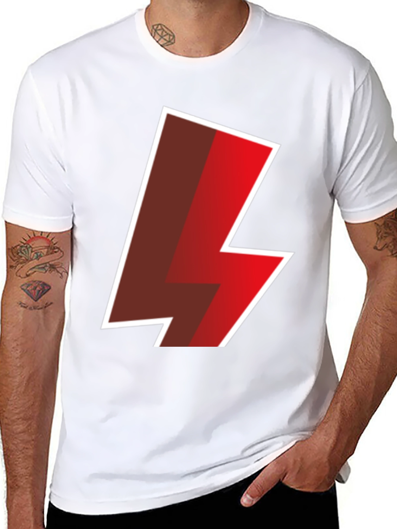 Bold Lightning Bolt Graphic Tee - Black