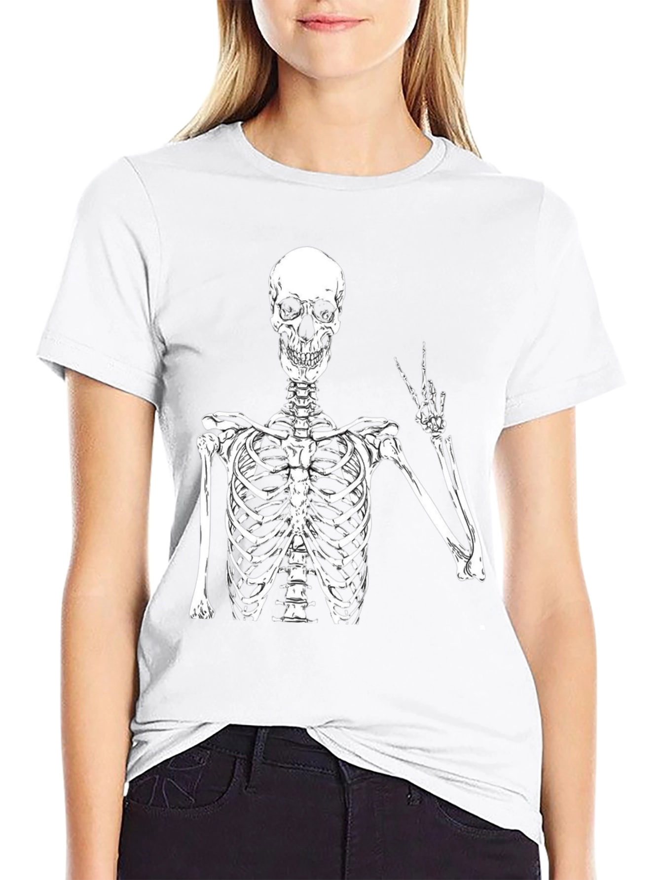 Skeleton Peace Sign Black T-Shirt