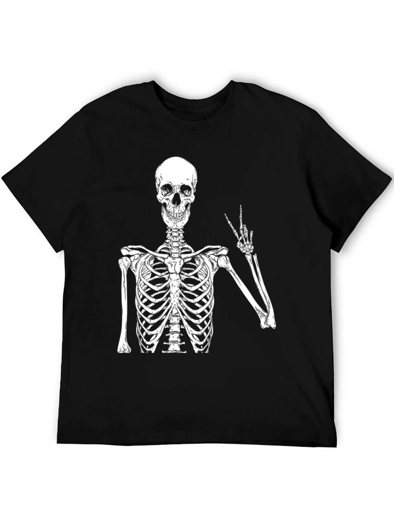 Skeleton Peace Sign Black T-Shirt