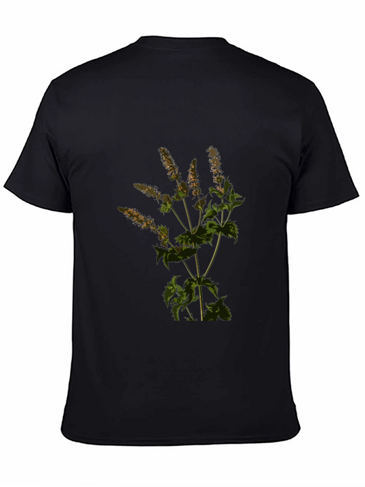 Botanical Print Black T-Shirt