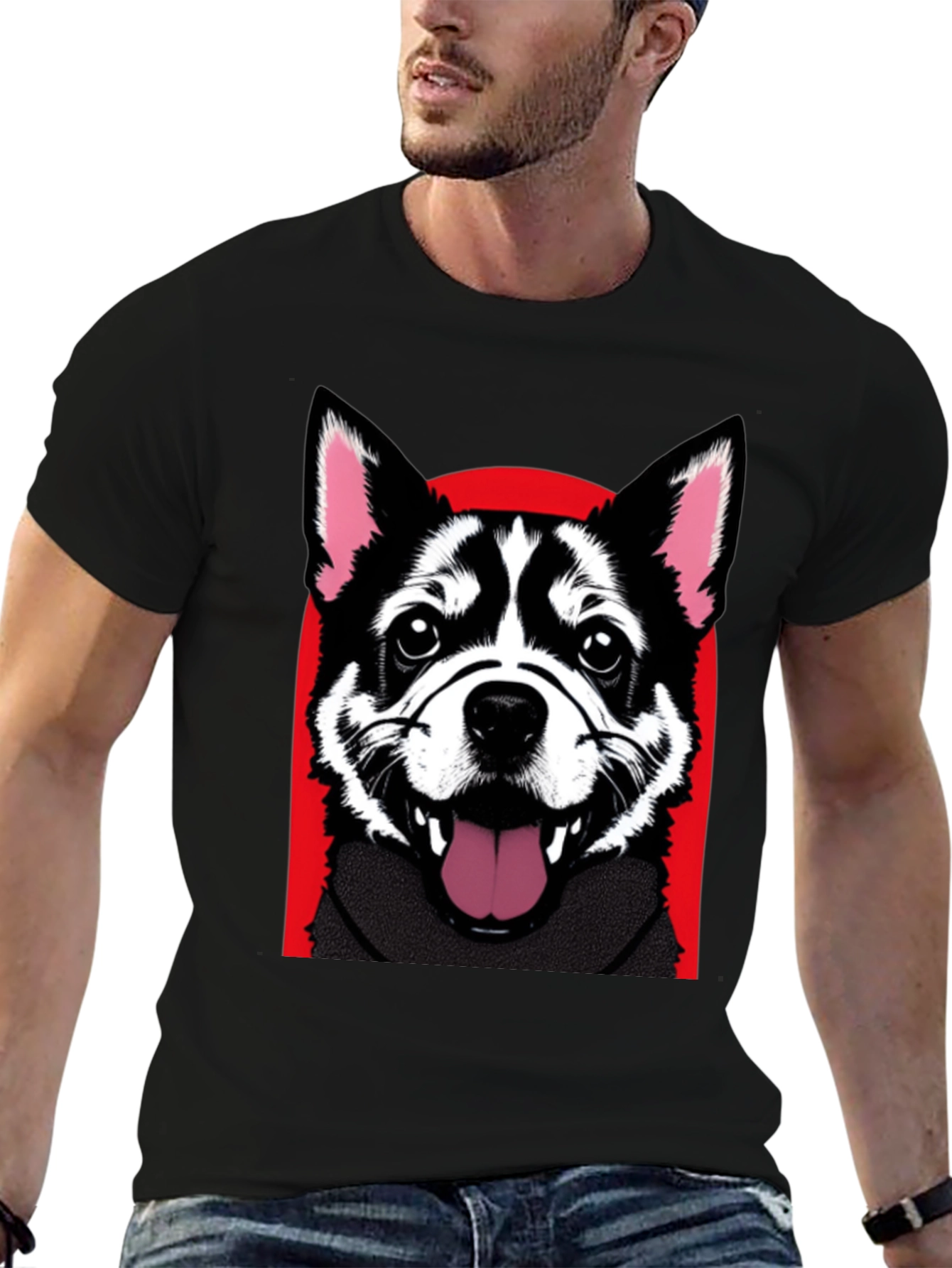 Cool Dog Graphic Tee - Black Cotton Shirt