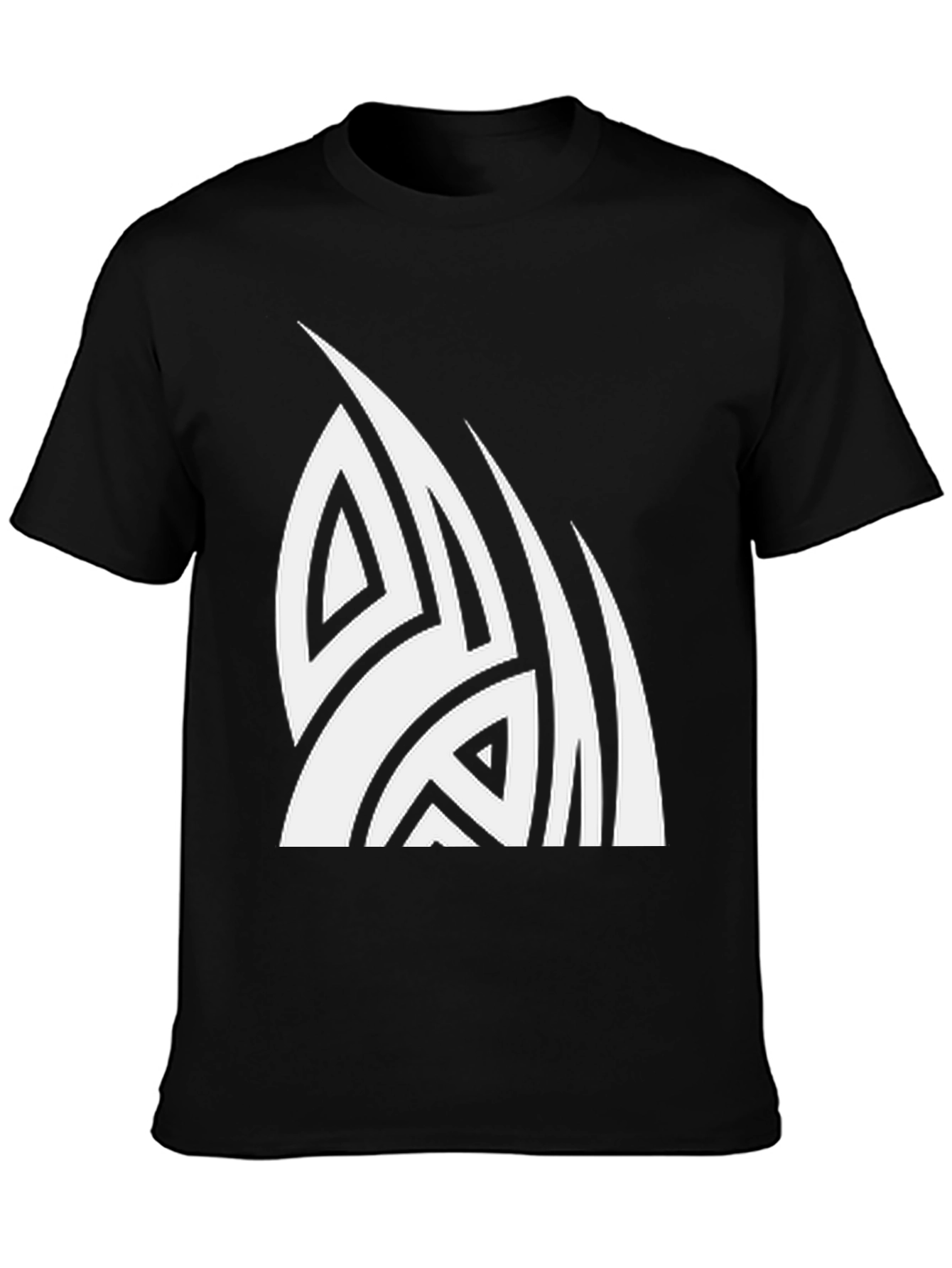 Tribal White Graphic Print Black T-Shirt