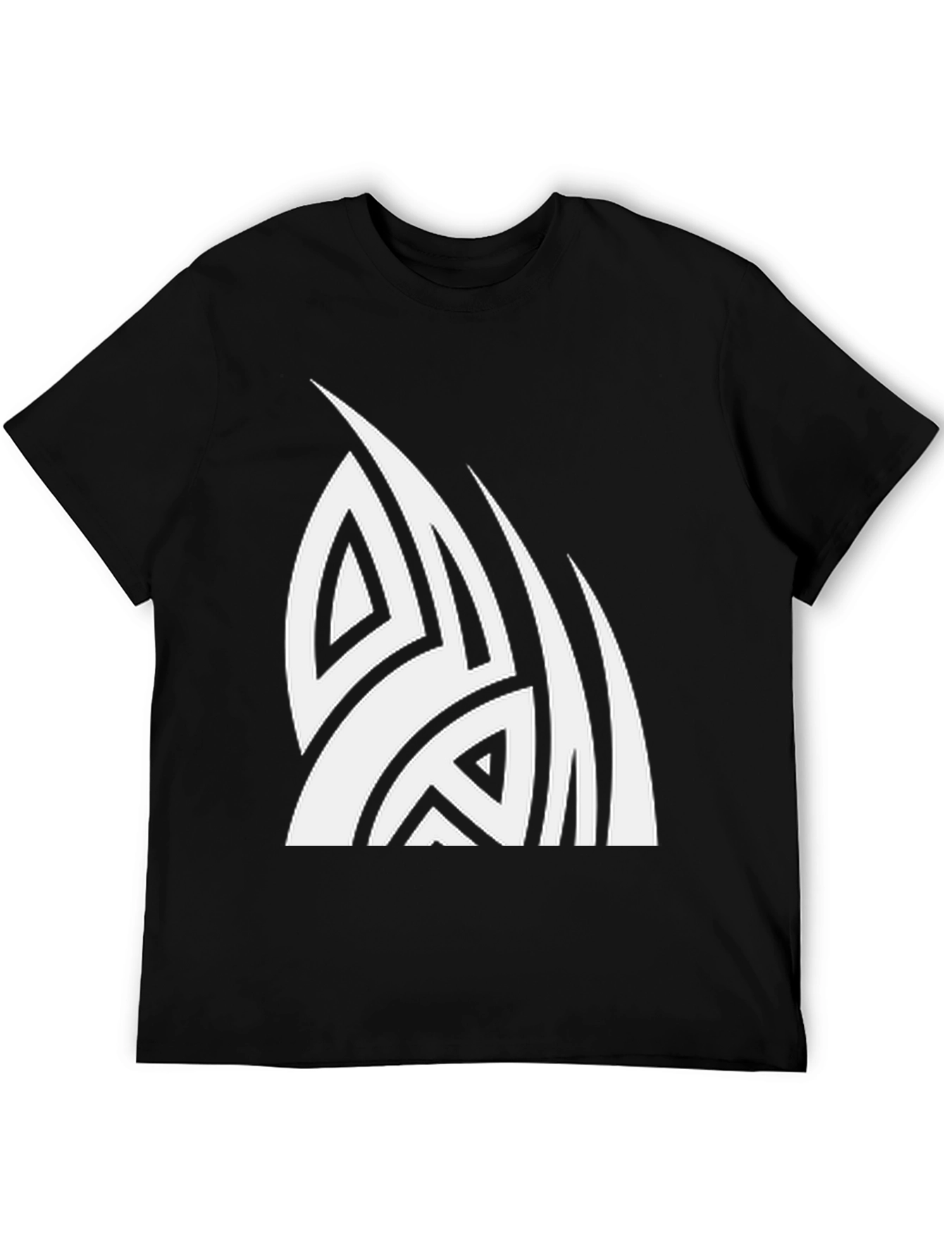 Tribal White Graphic Print Black T-Shirt