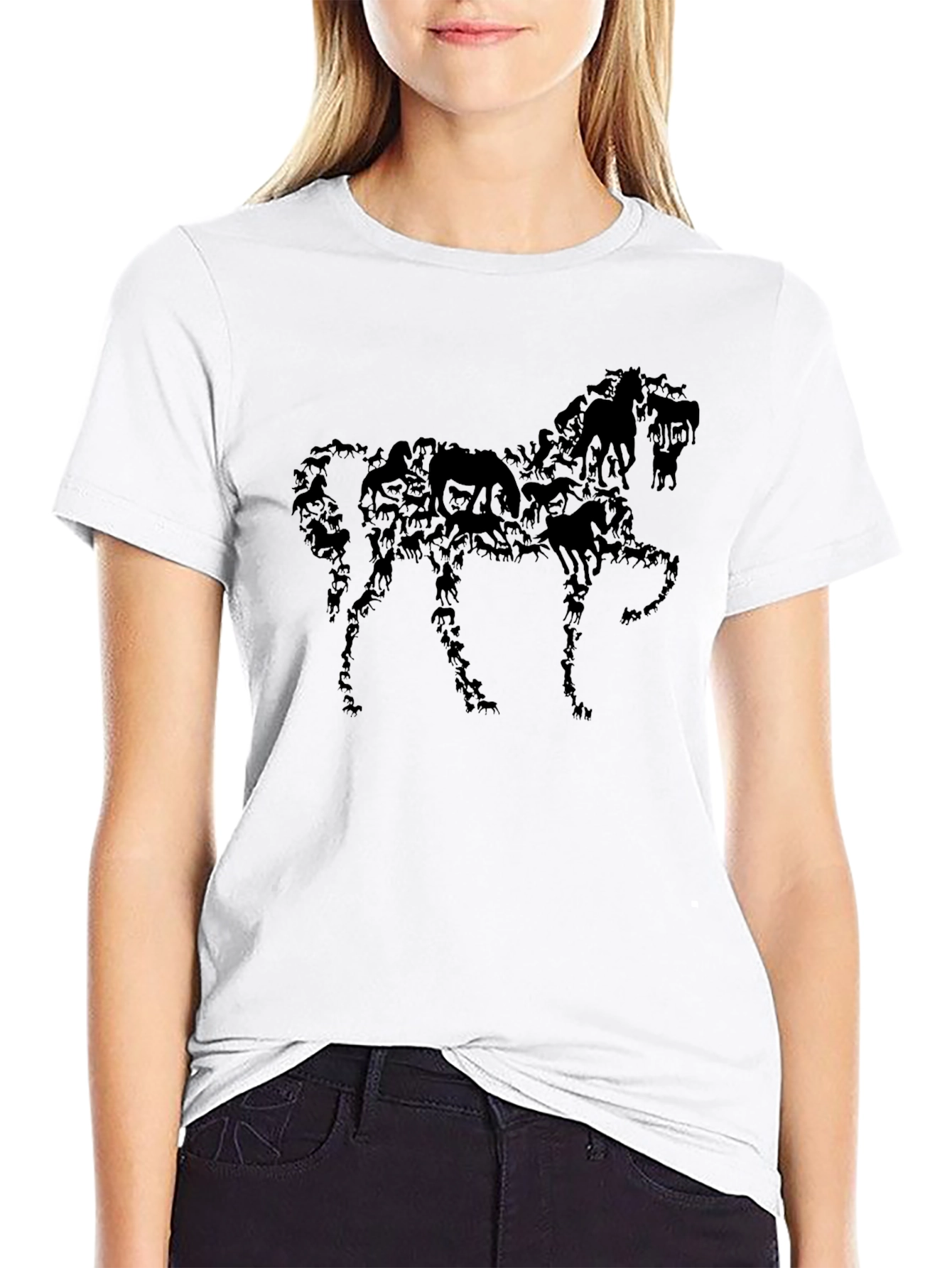 Horse Silhouette Graphic Black T-Shirt