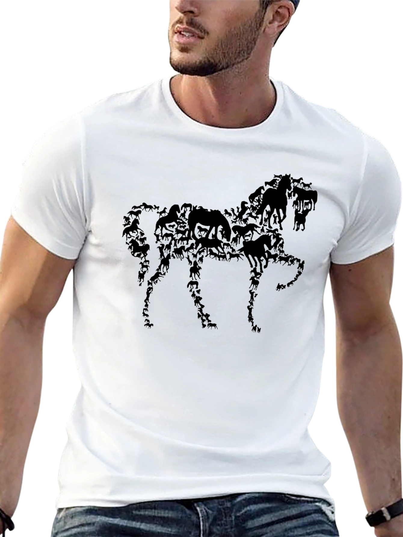 Horse Silhouette Graphic Black T-Shirt