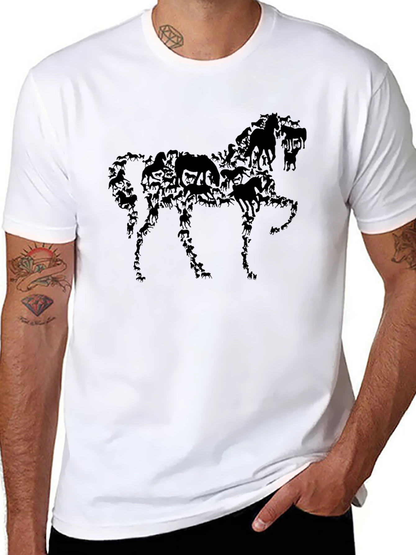 Horse Silhouette Graphic Black T-Shirt