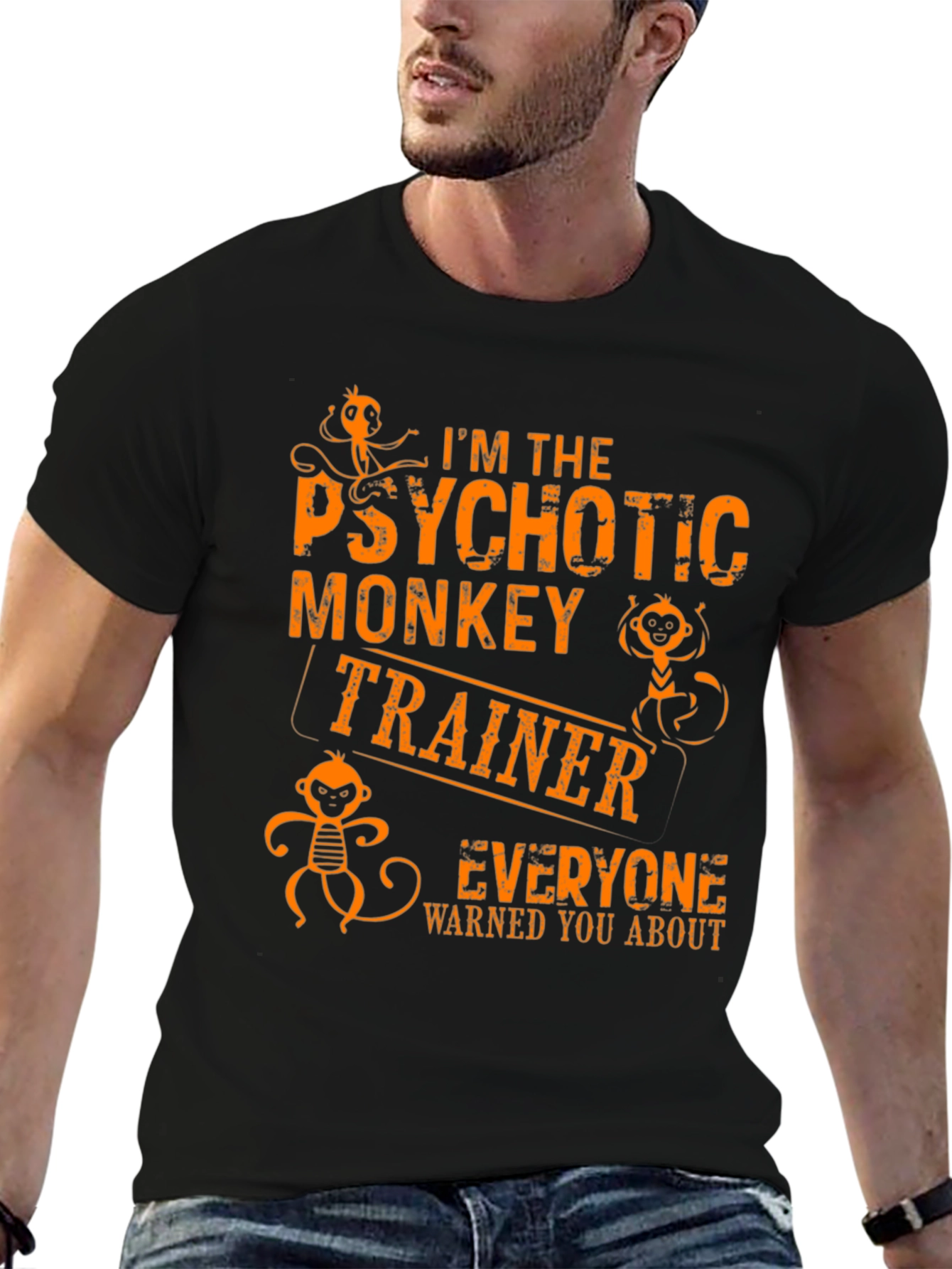 Psychotic Monkey Trainer Graphic Tee - Novelty T-Shirt