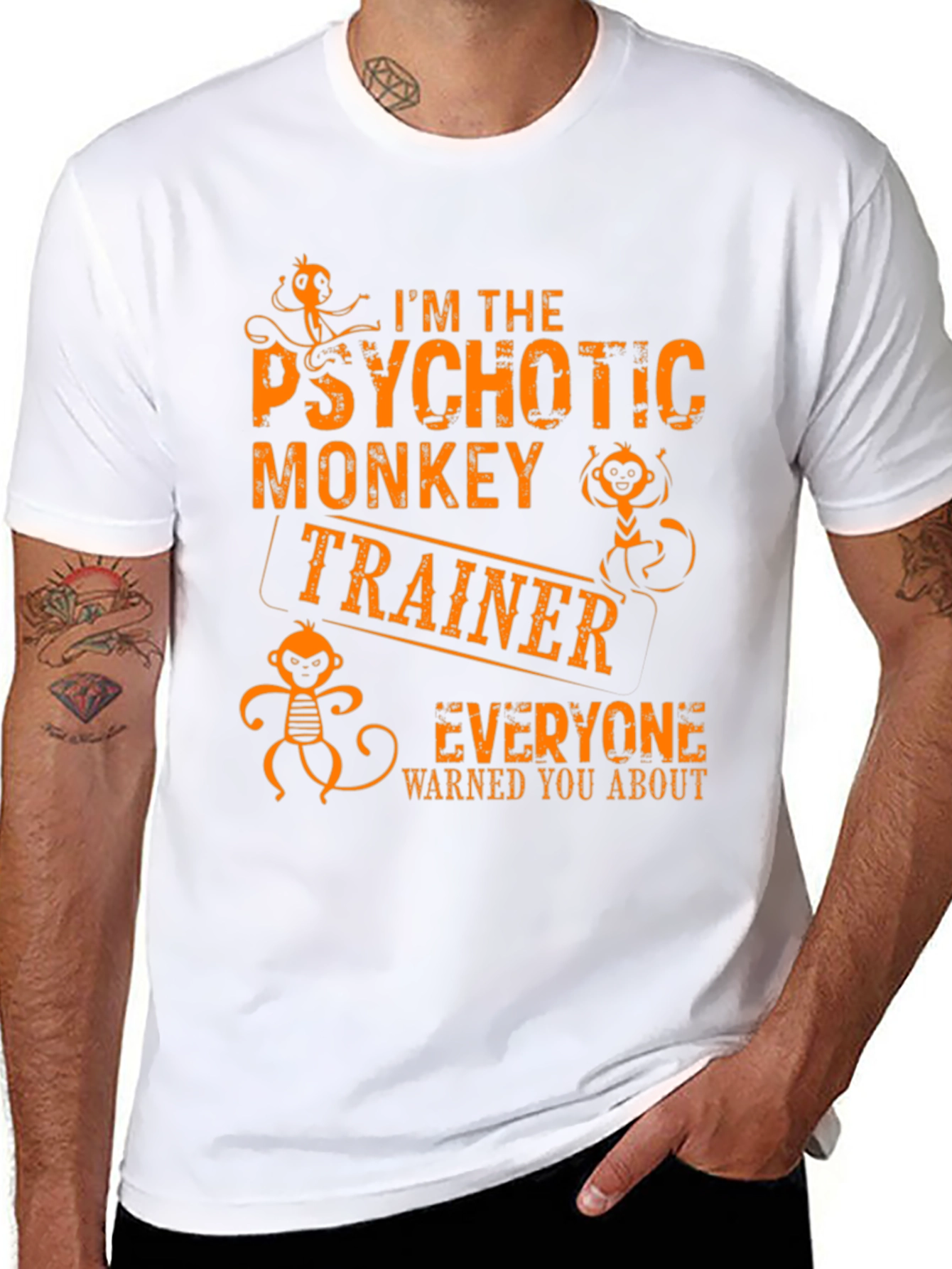 Psychotic Monkey Trainer Graphic Tee - Novelty T-Shirt