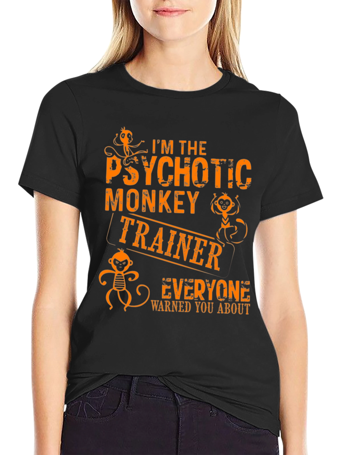 Psychotic Monkey Trainer Graphic Tee - Novelty T-Shirt
