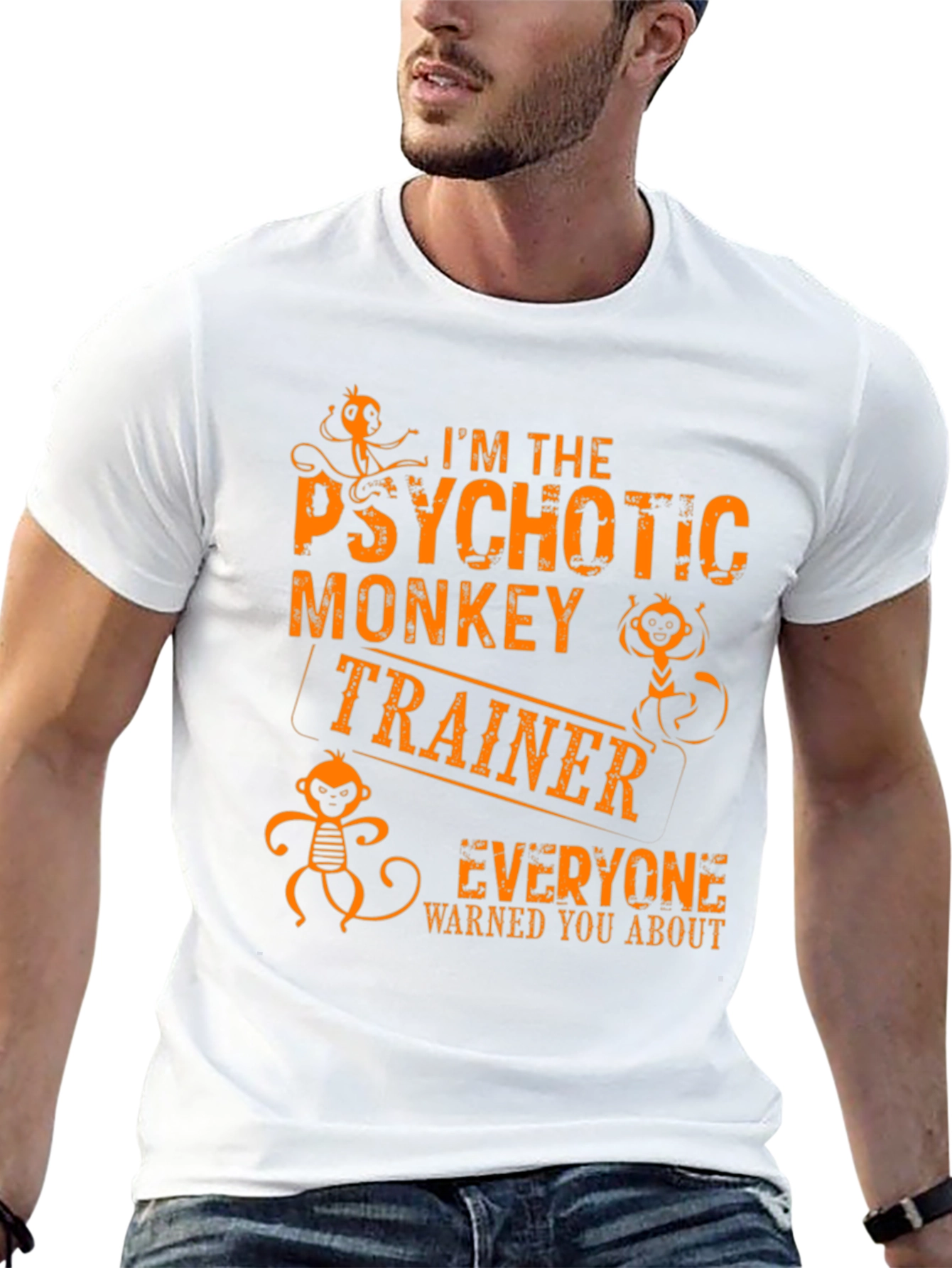 Psychotic Monkey Trainer Graphic Tee - Novelty T-Shirt