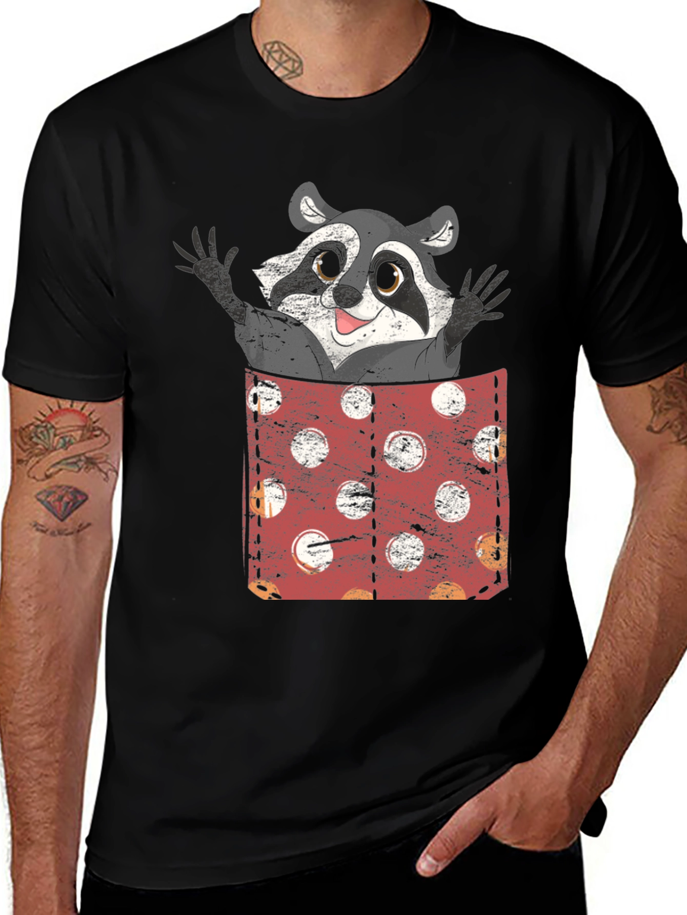 Raccoon Pocket T-Shirt - Funny Animal Tee