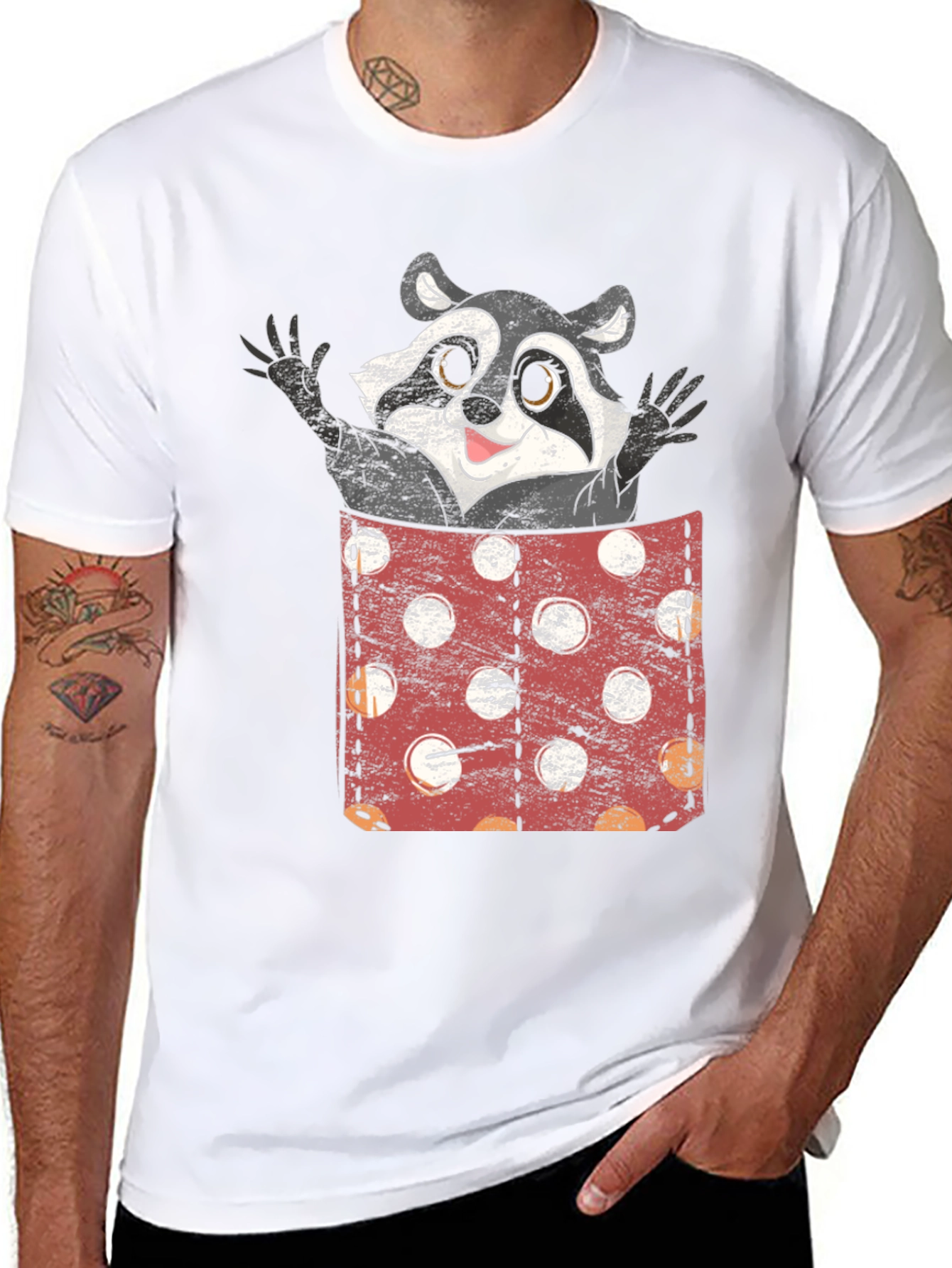 Raccoon Pocket T-Shirt - Funny Animal Tee