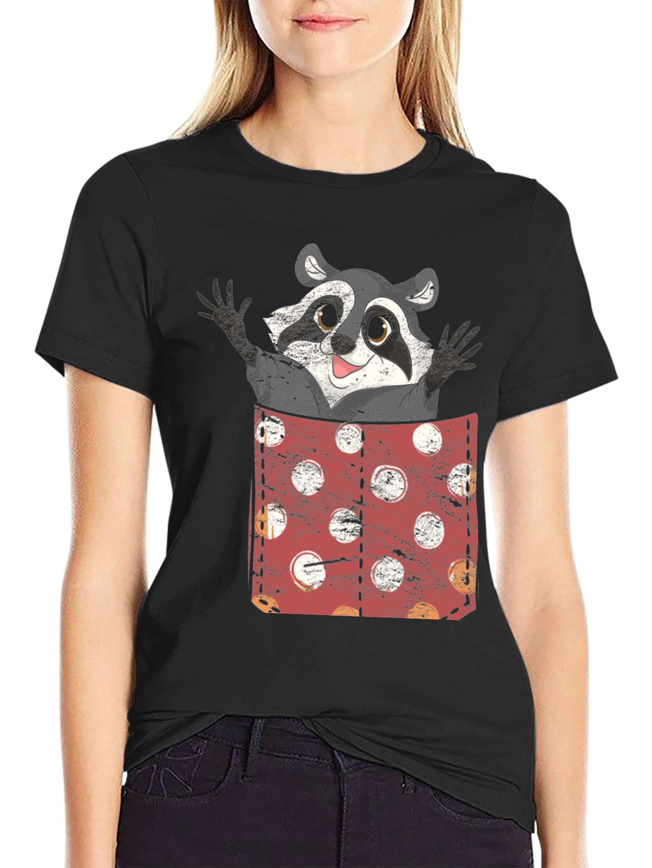 Raccoon Pocket T-Shirt - Funny Animal Tee