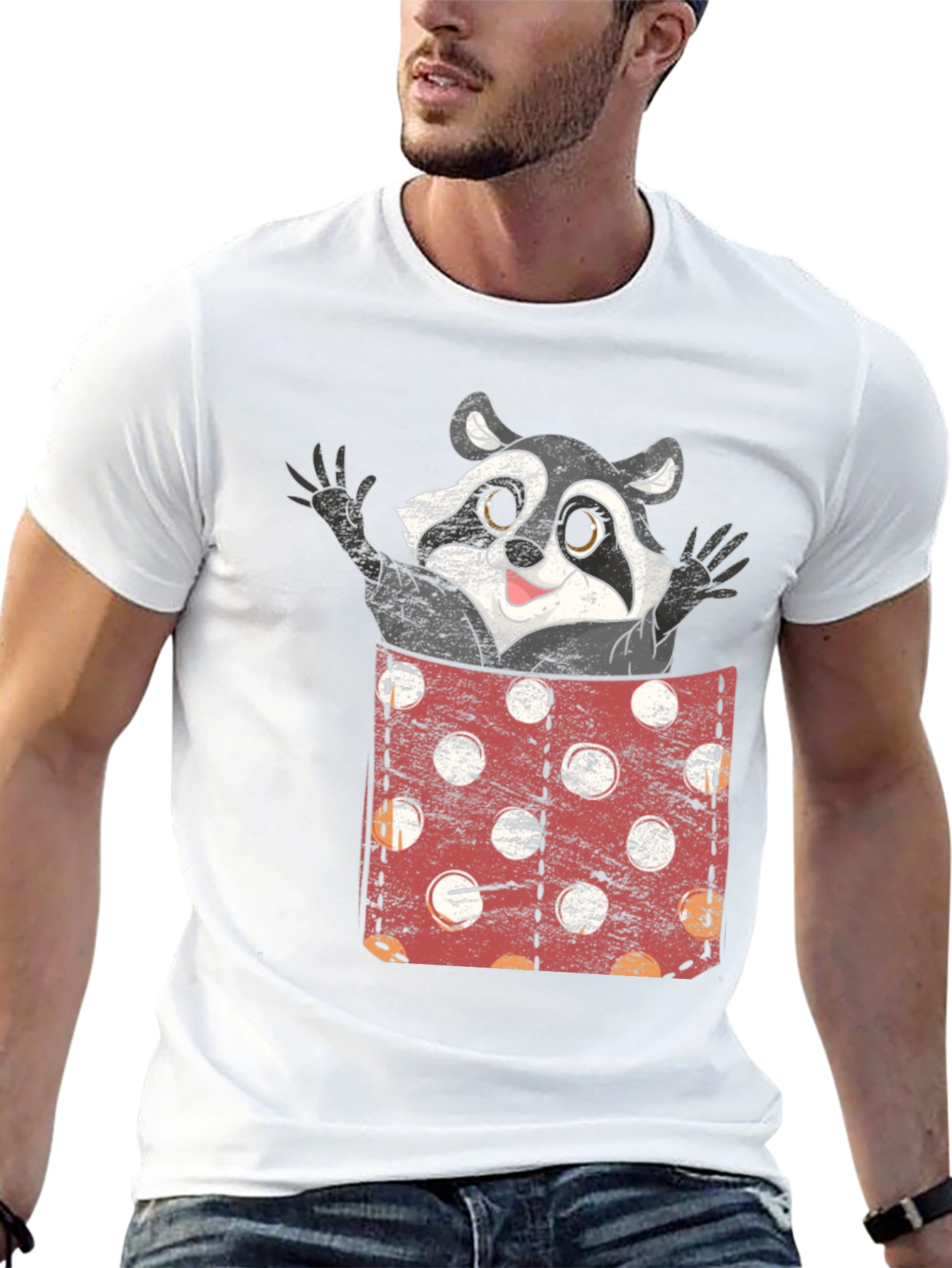 Raccoon Pocket T-Shirt - Funny Animal Tee