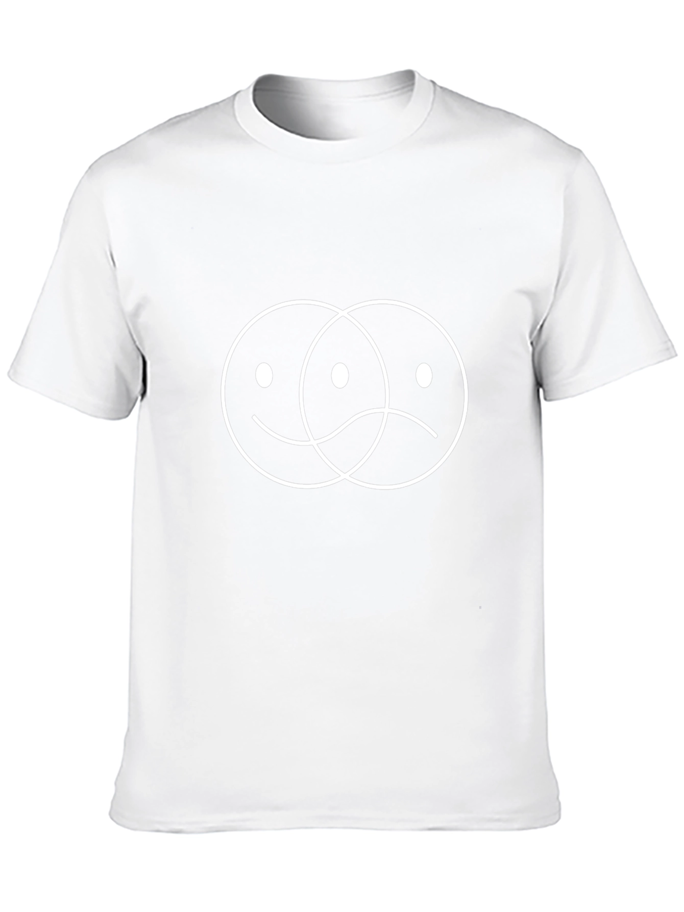 Black T-Shirt with Interlocking Happy/Sad Faces Graphic