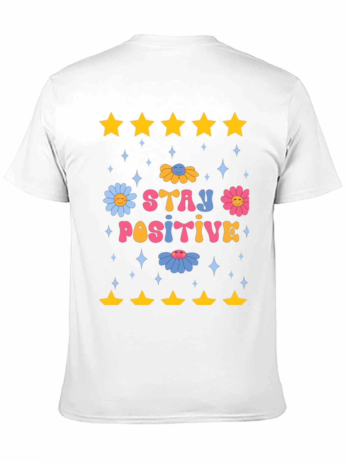 Stay Positive Graphic Tee - Retro Floral Design