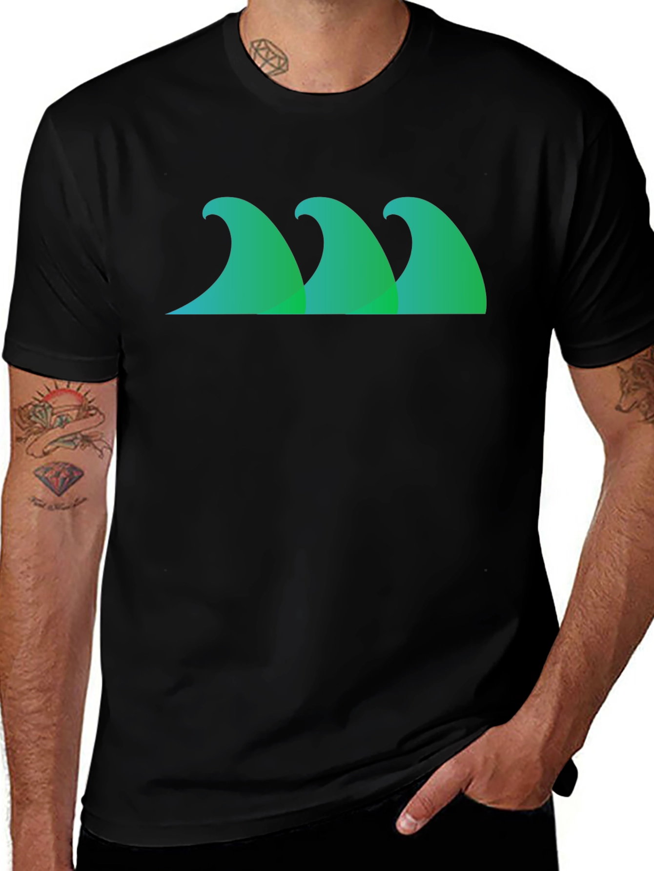 Wave Graphic Black T-Shirt