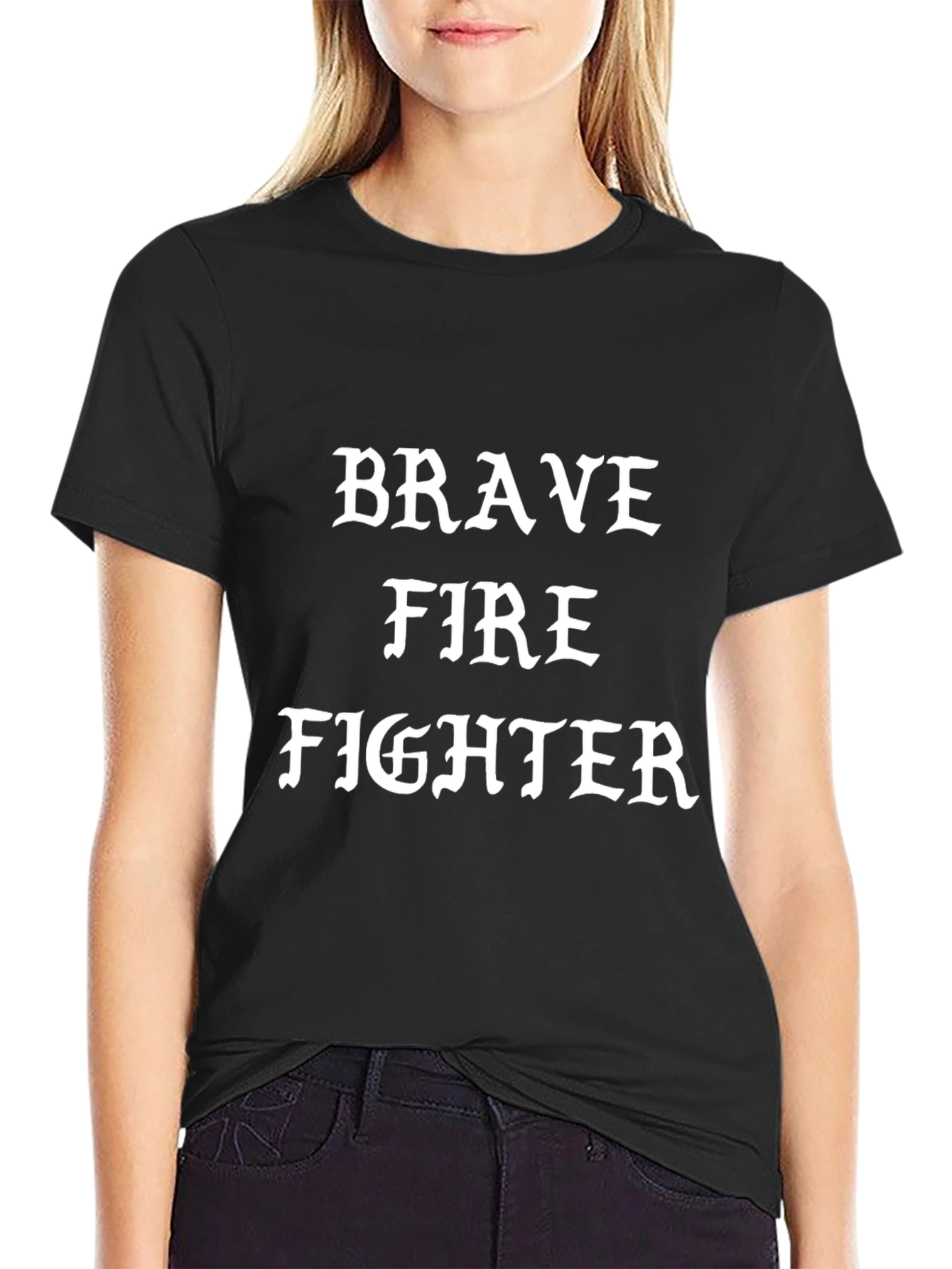 Brave Firefighter Black Graphic T-Shirt