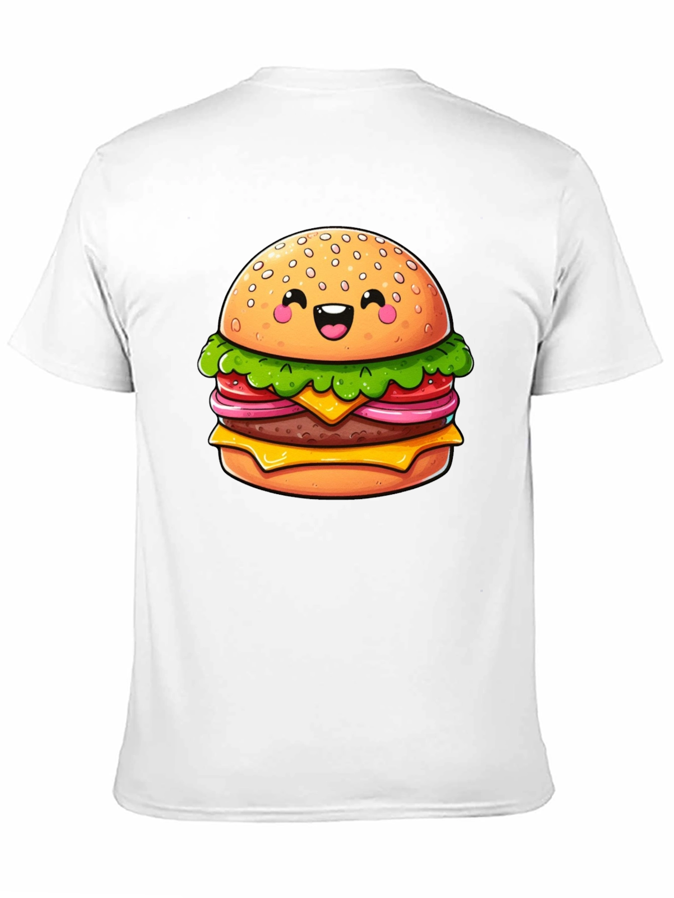 Burger Graphic Tee - Fun Cartoon Food T-Shirt