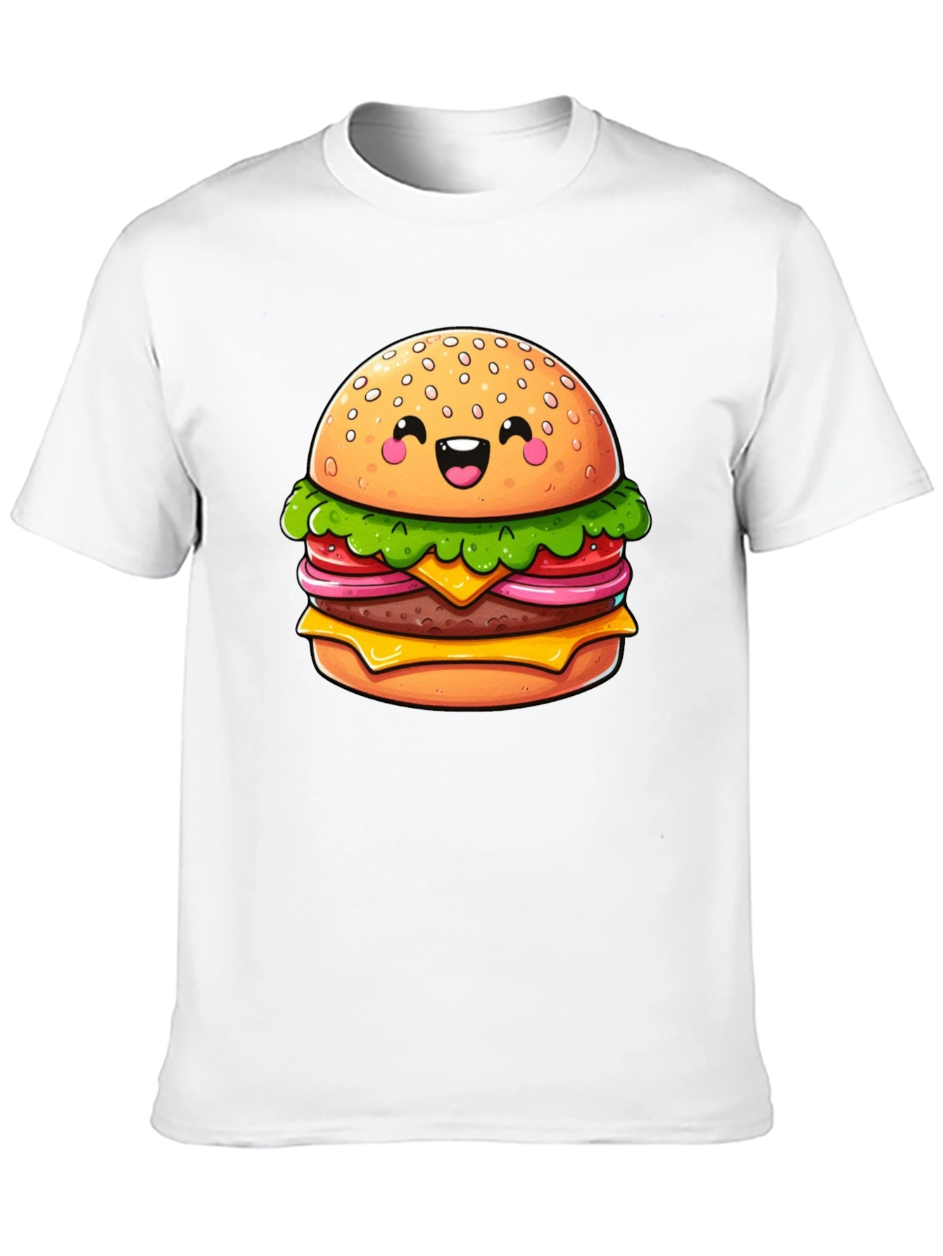 Burger Graphic Tee - Fun Cartoon Food T-Shirt