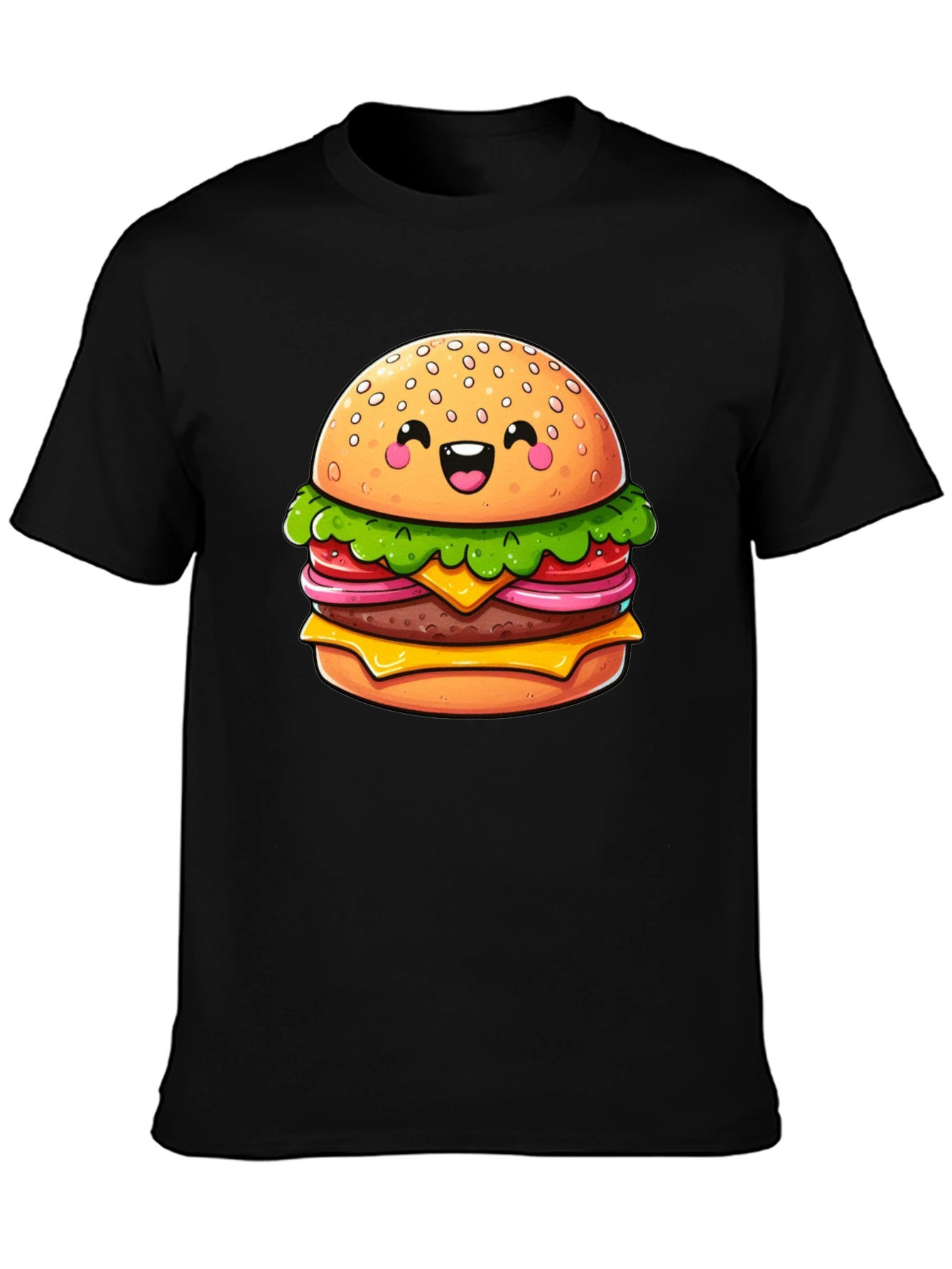 Burger Graphic Tee - Fun Cartoon Food T-Shirt