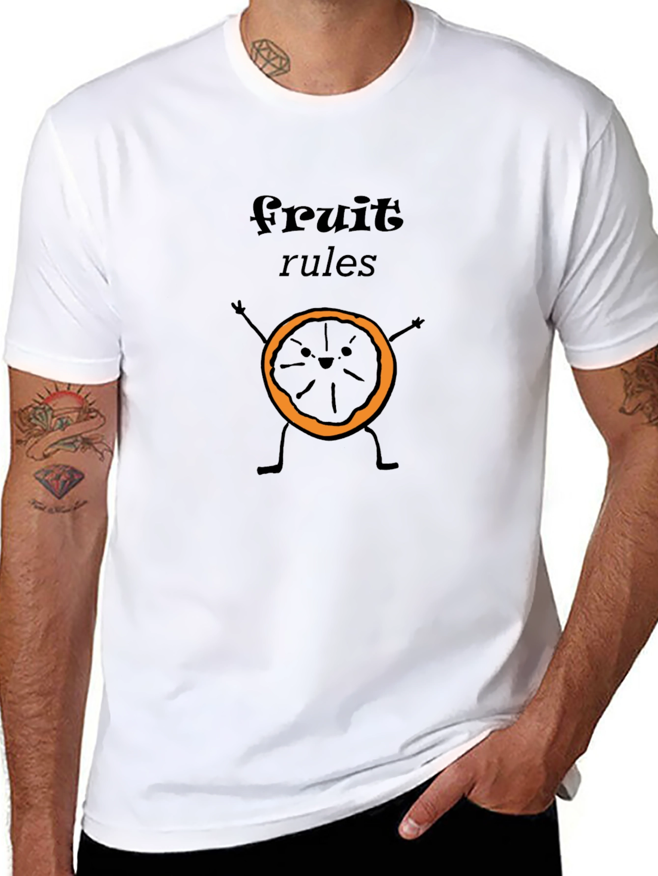 Fruit Rules Graphic T-Shirt - Black Crew Neck Tee