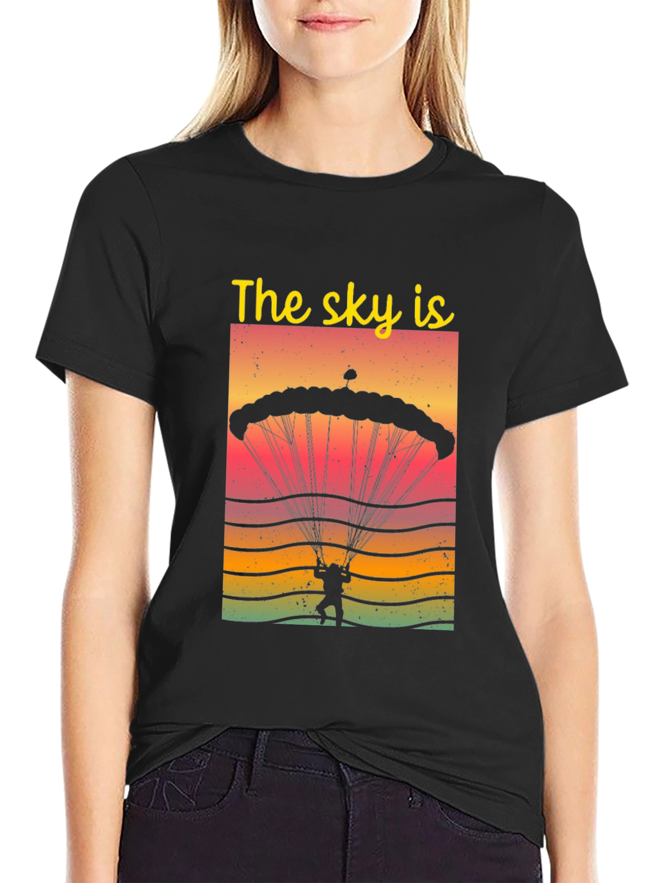 Skydiving Parachute Graphic Tee - The Sky Is