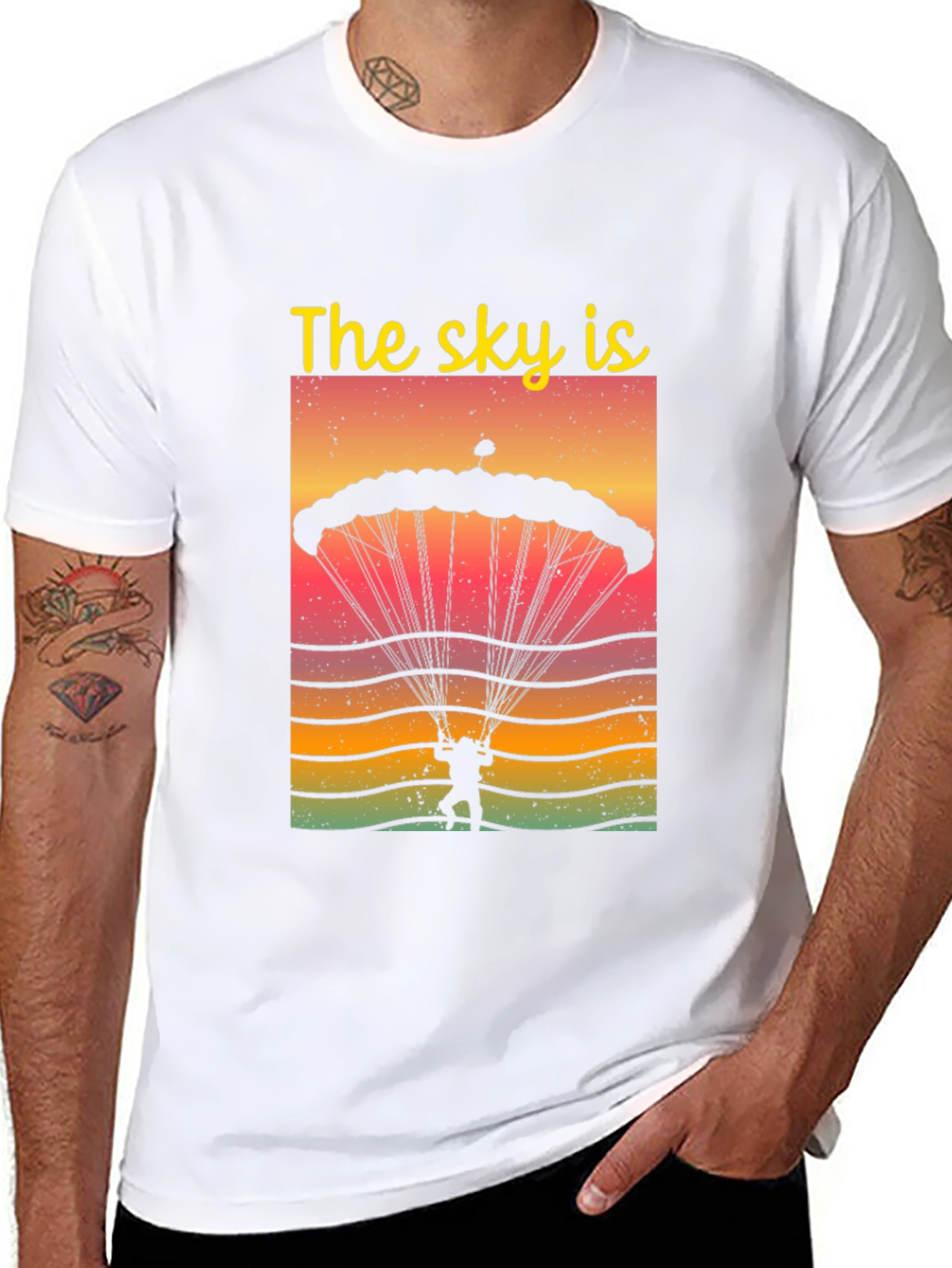 Skydiving Parachute Graphic Tee - The Sky Is