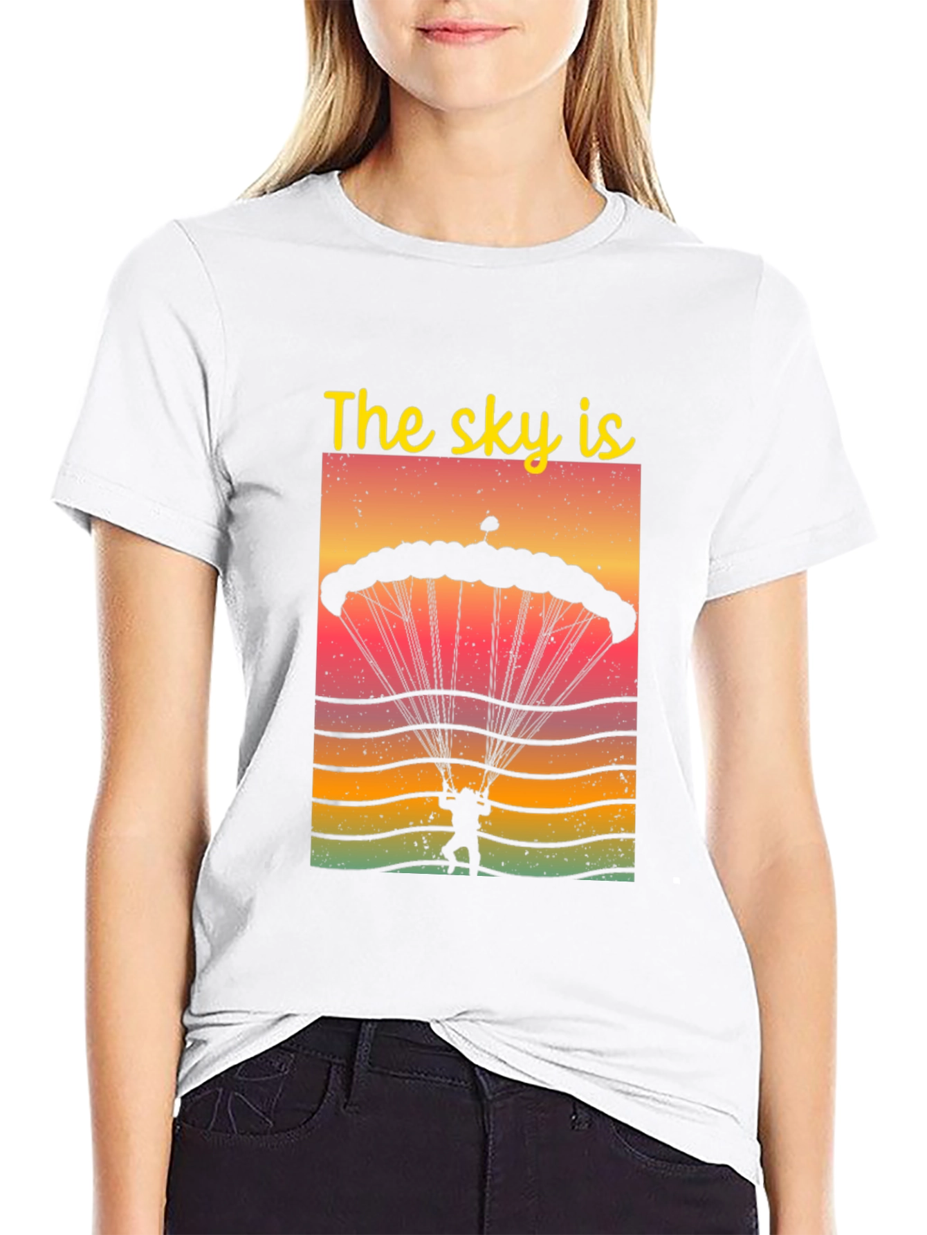 Skydiving Parachute Graphic Tee - The Sky Is
