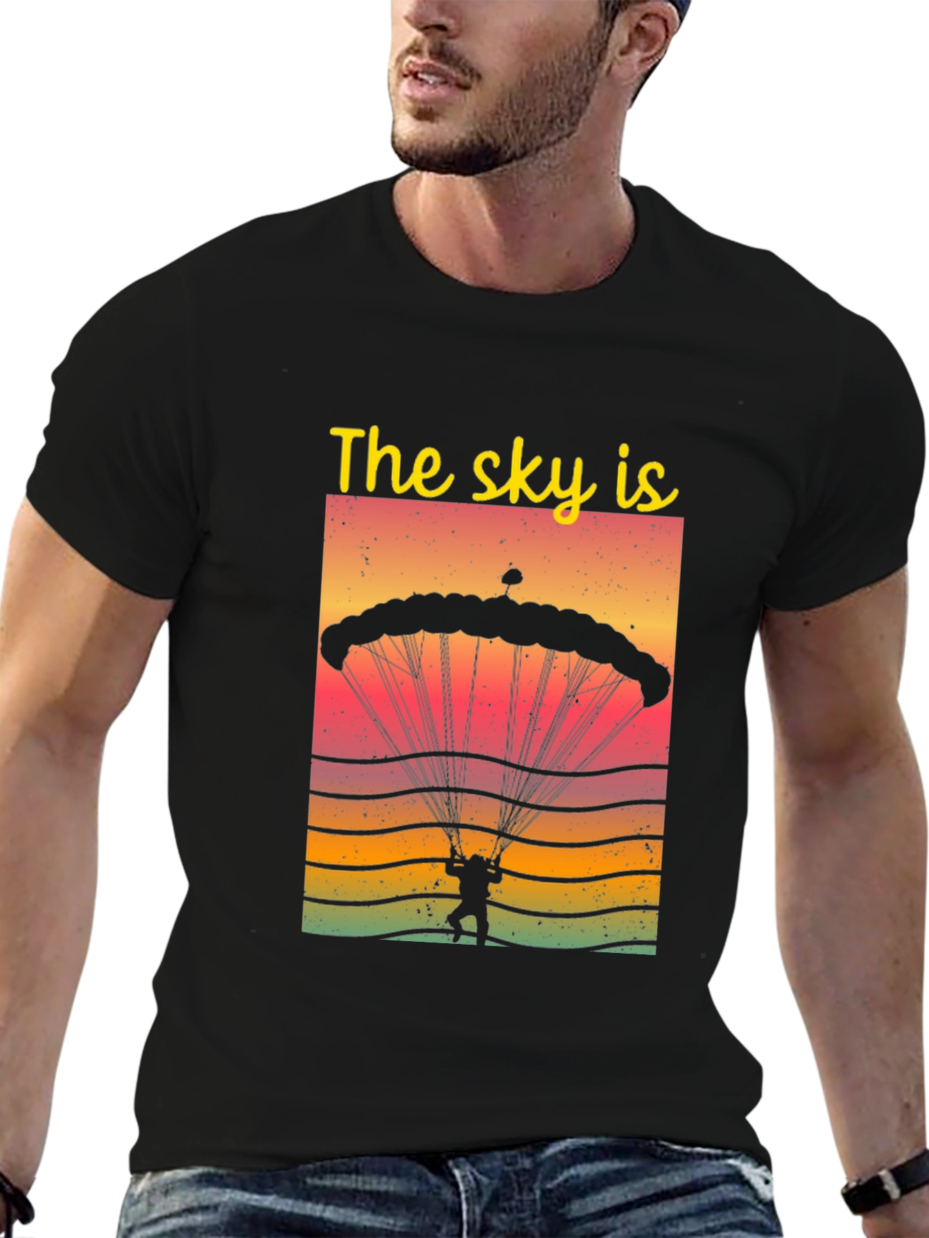 Skydiving Parachute Graphic Tee - The Sky Is