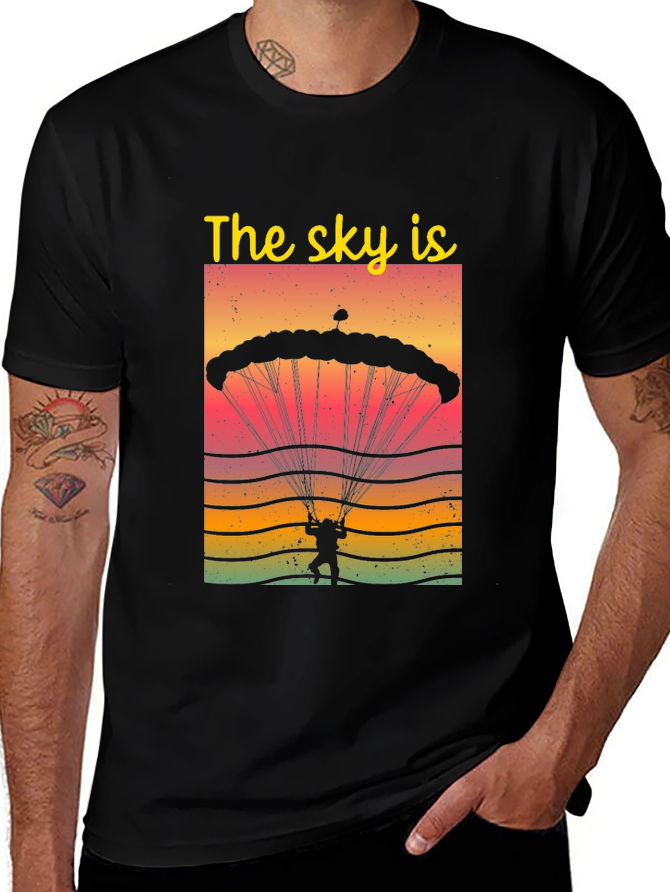 Skydiving Parachute Graphic Tee - The Sky Is