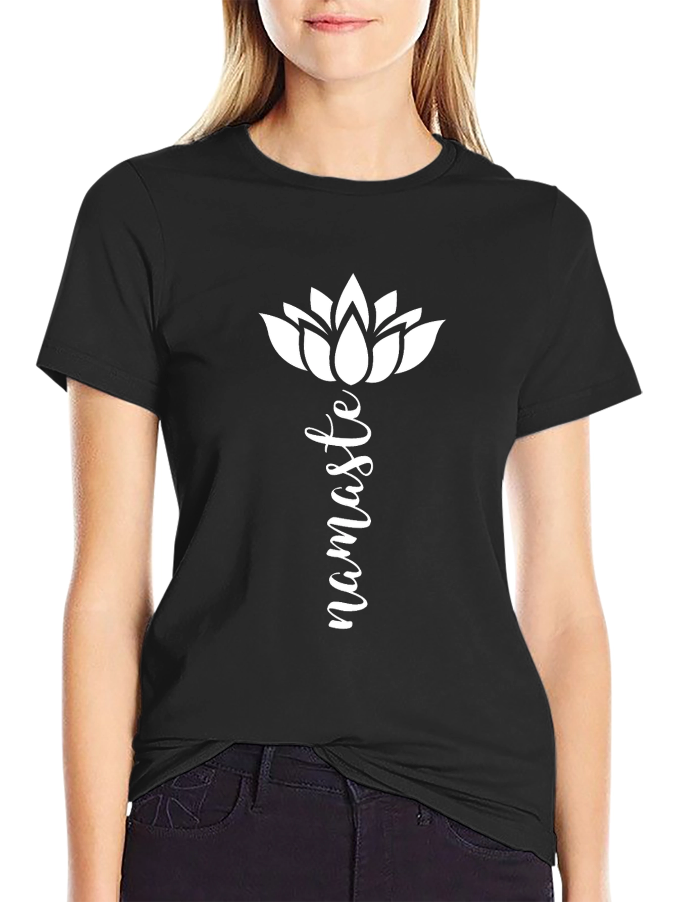 Namaste Lotus Flower Graphic T-Shirt