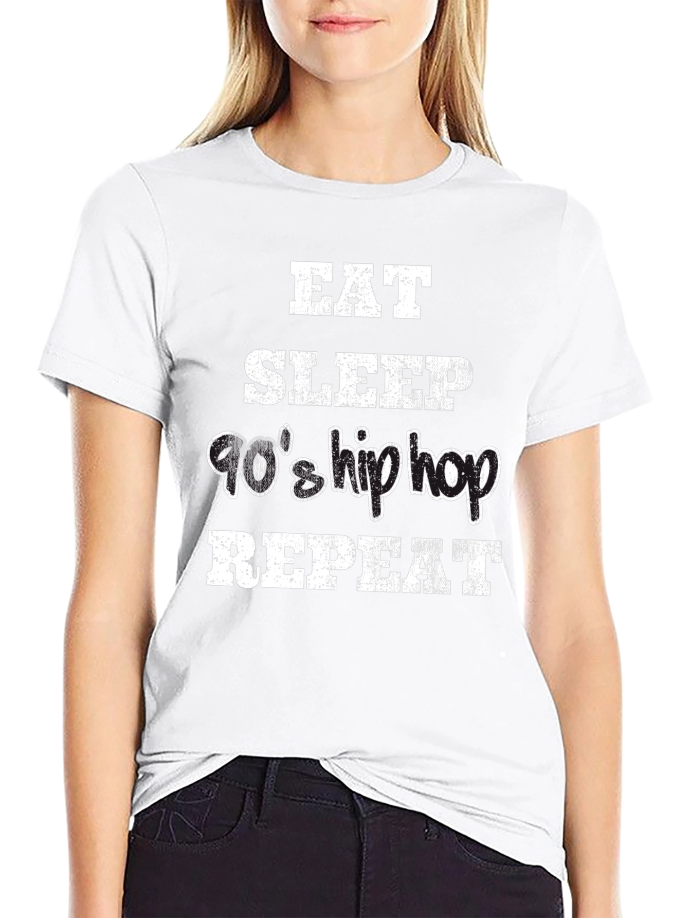 Eat Sleep 90s Hip Hop Repeat Black T-Shirt