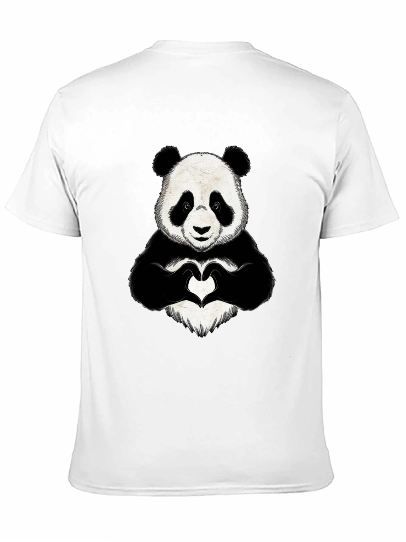 Panda Heart Hands Graphic Black T-Shirt