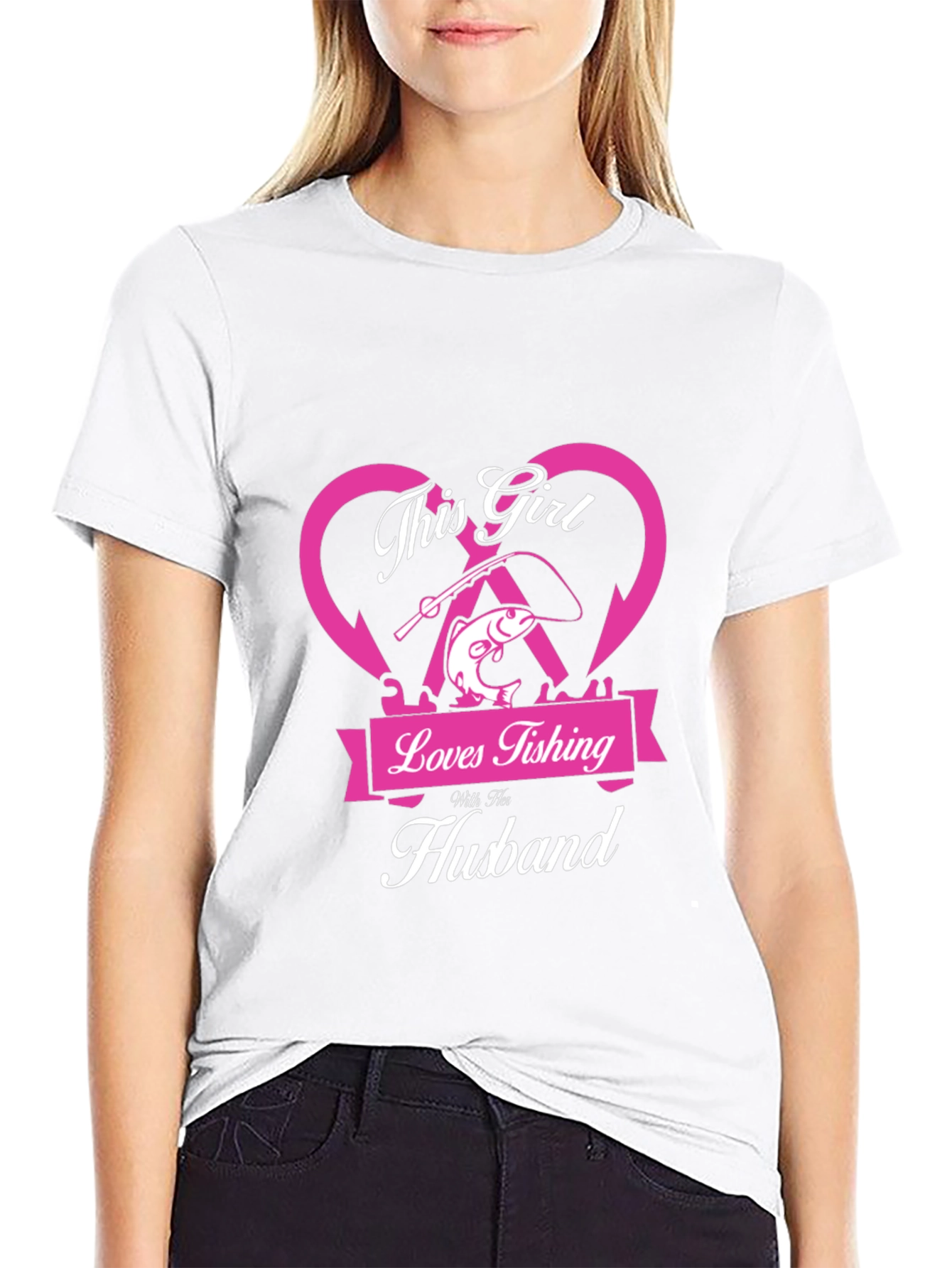 Fishing Girl T-Shirt - Loves Fishing With Her Husband