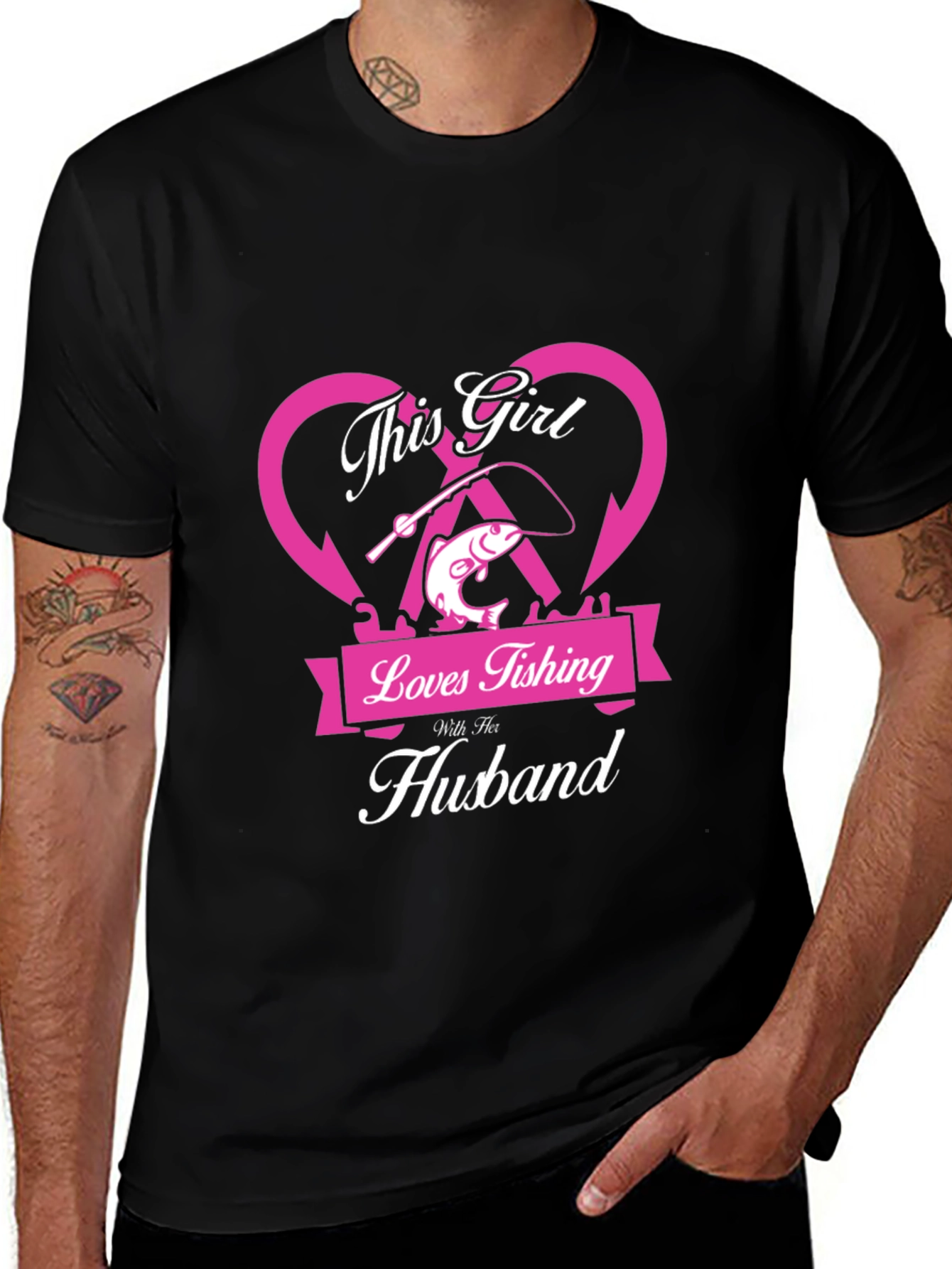 Fishing Girl T-Shirt - Loves Fishing With Her Husband