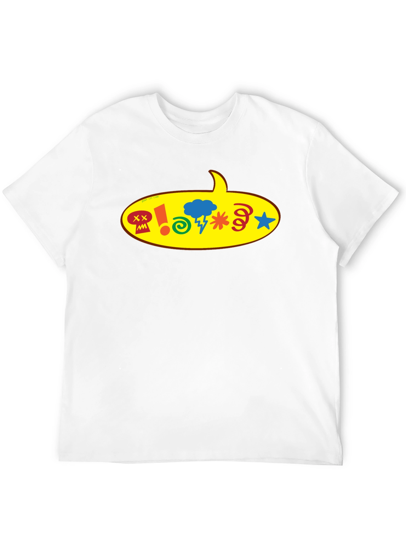 Black T-Shirt with Cartoon Speech Bubble Graphic