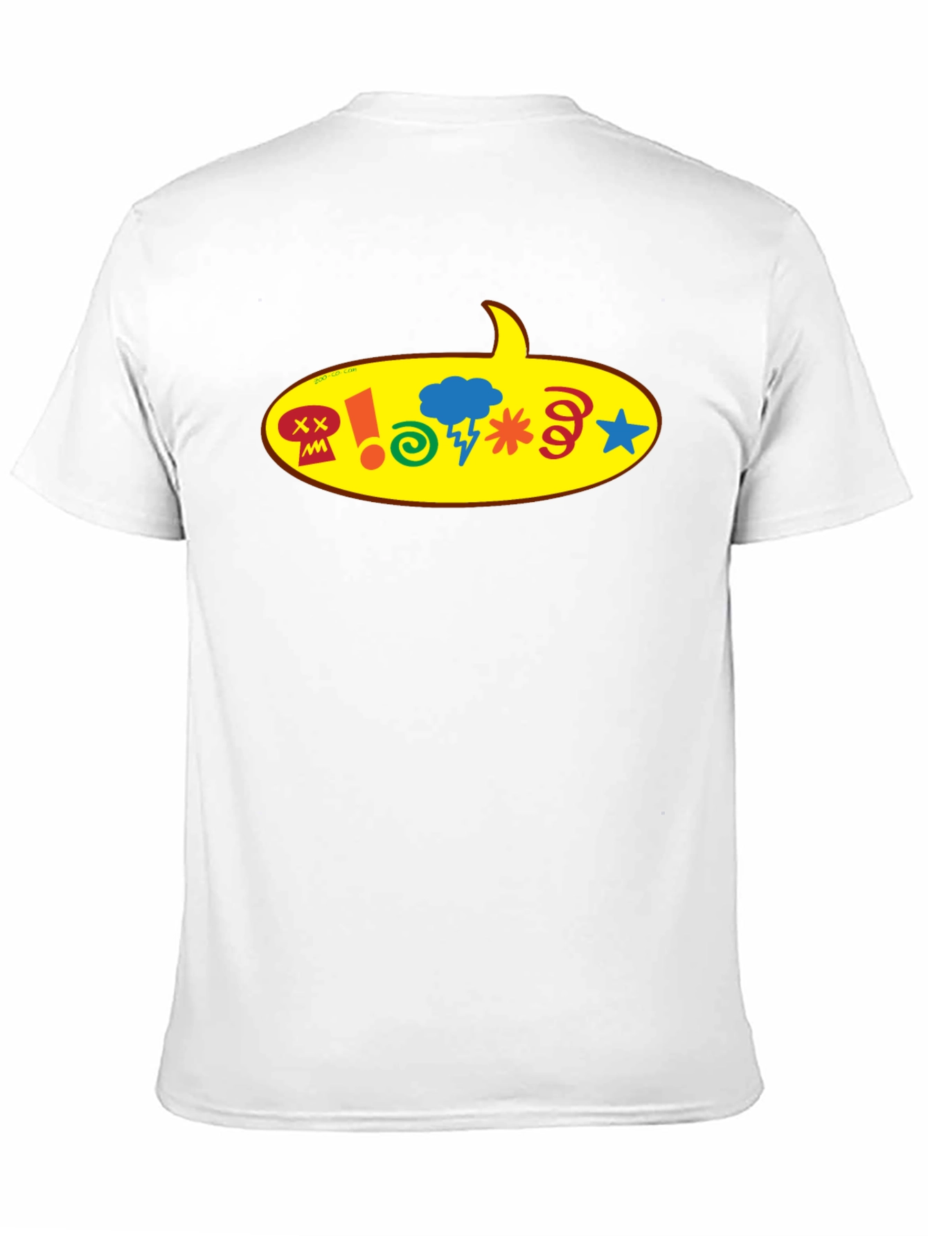 Black T-Shirt with Cartoon Speech Bubble Graphic