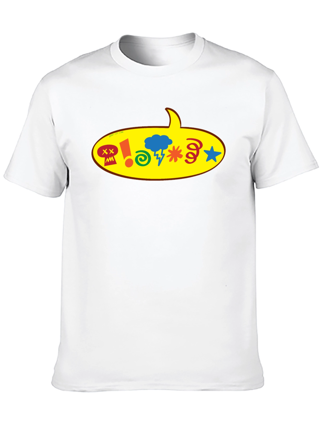 Black T-Shirt with Cartoon Speech Bubble Graphic