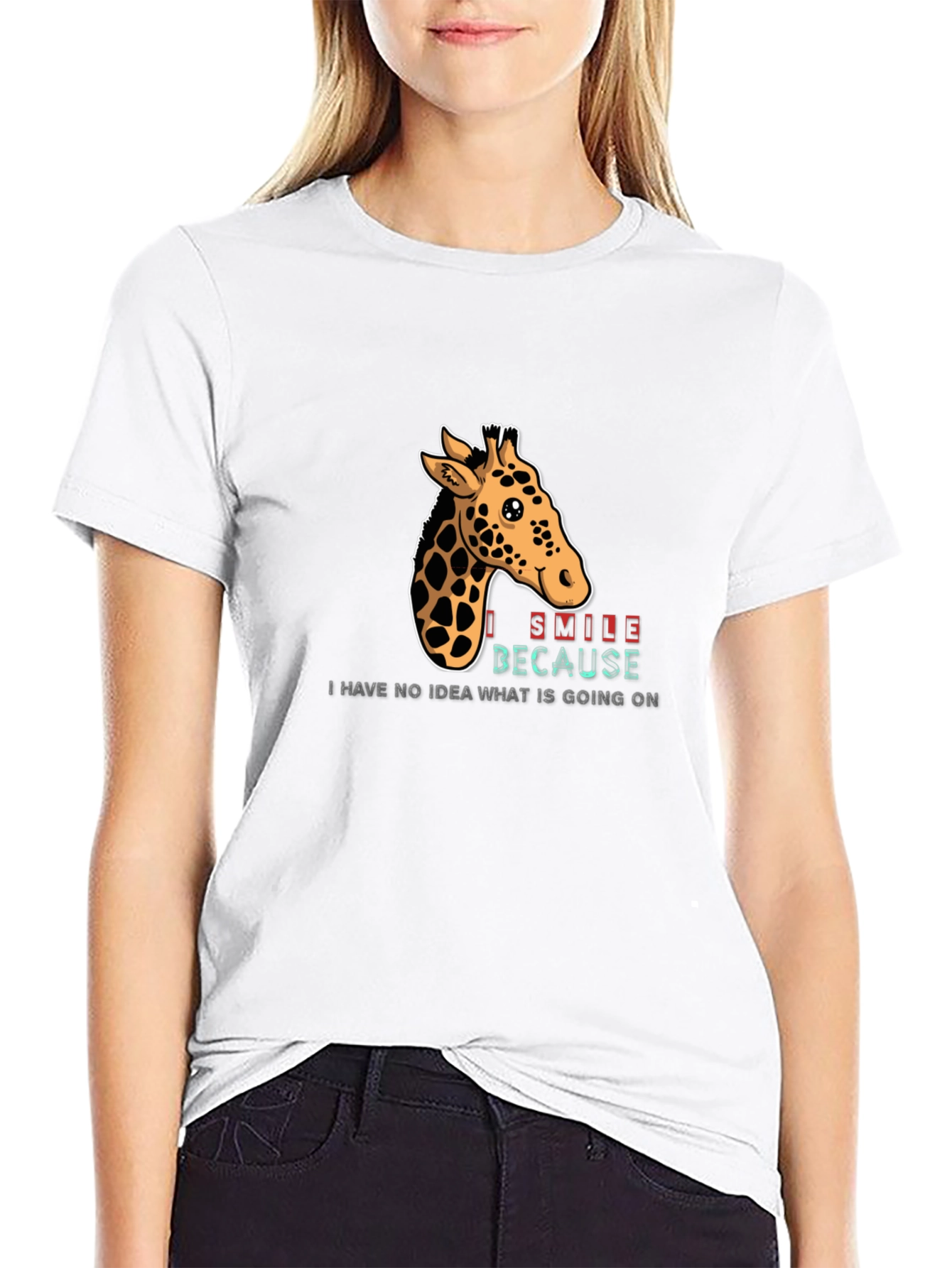 Giraffe Smile Graphic Tee - Black T-Shirt