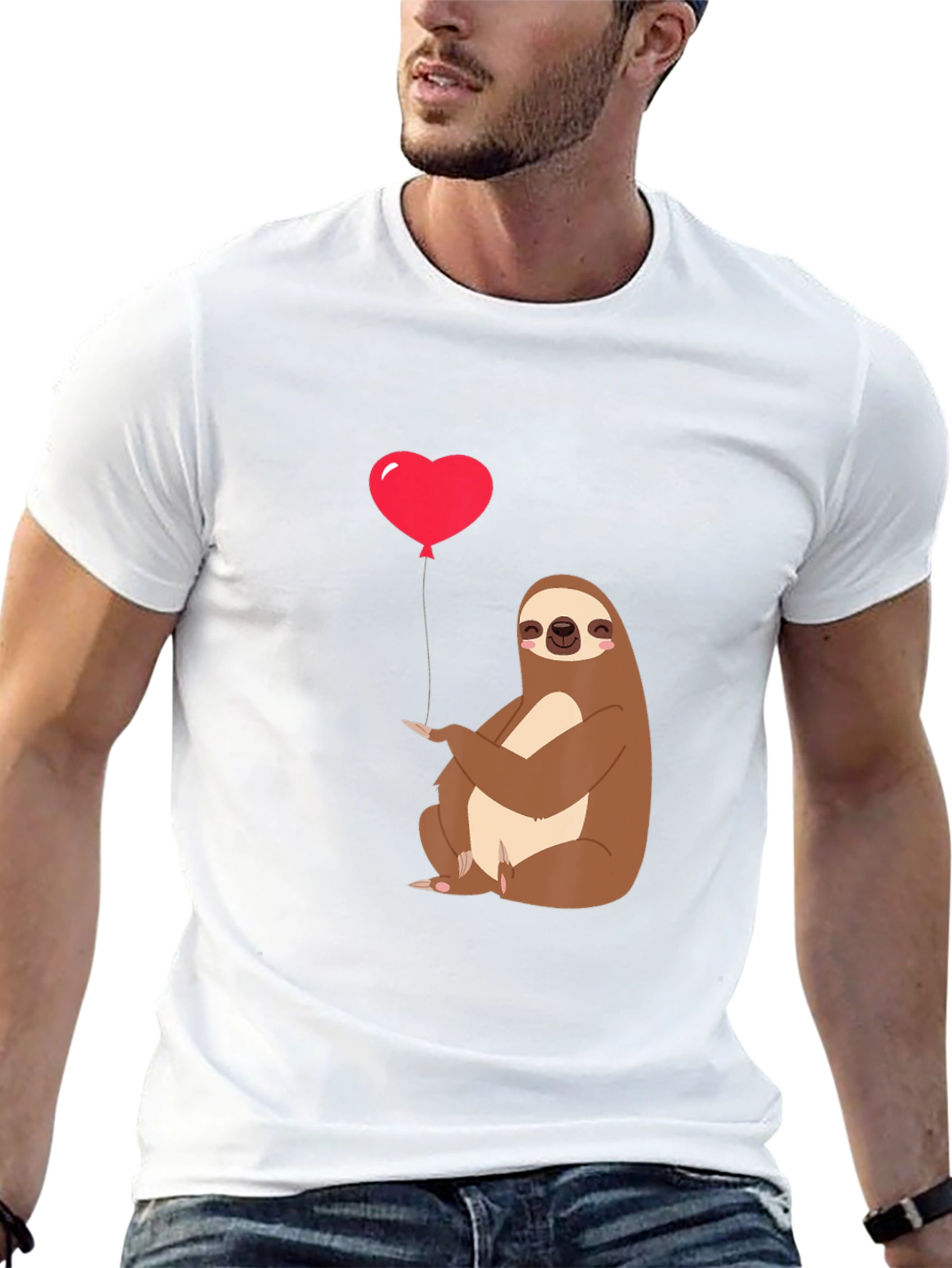 Sloth Heart Balloon Graphic Tee - Black