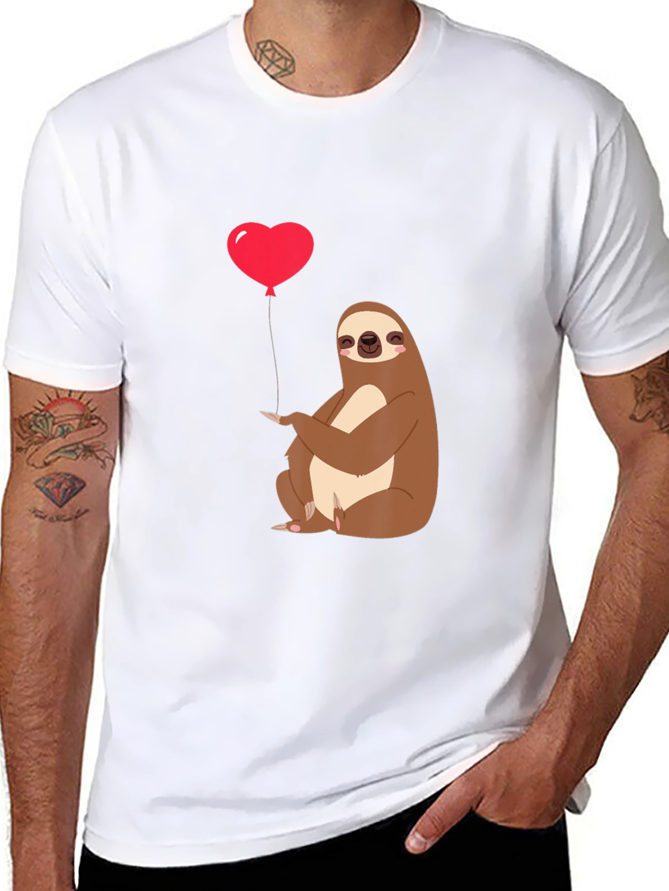 Sloth Heart Balloon Graphic Tee - Black